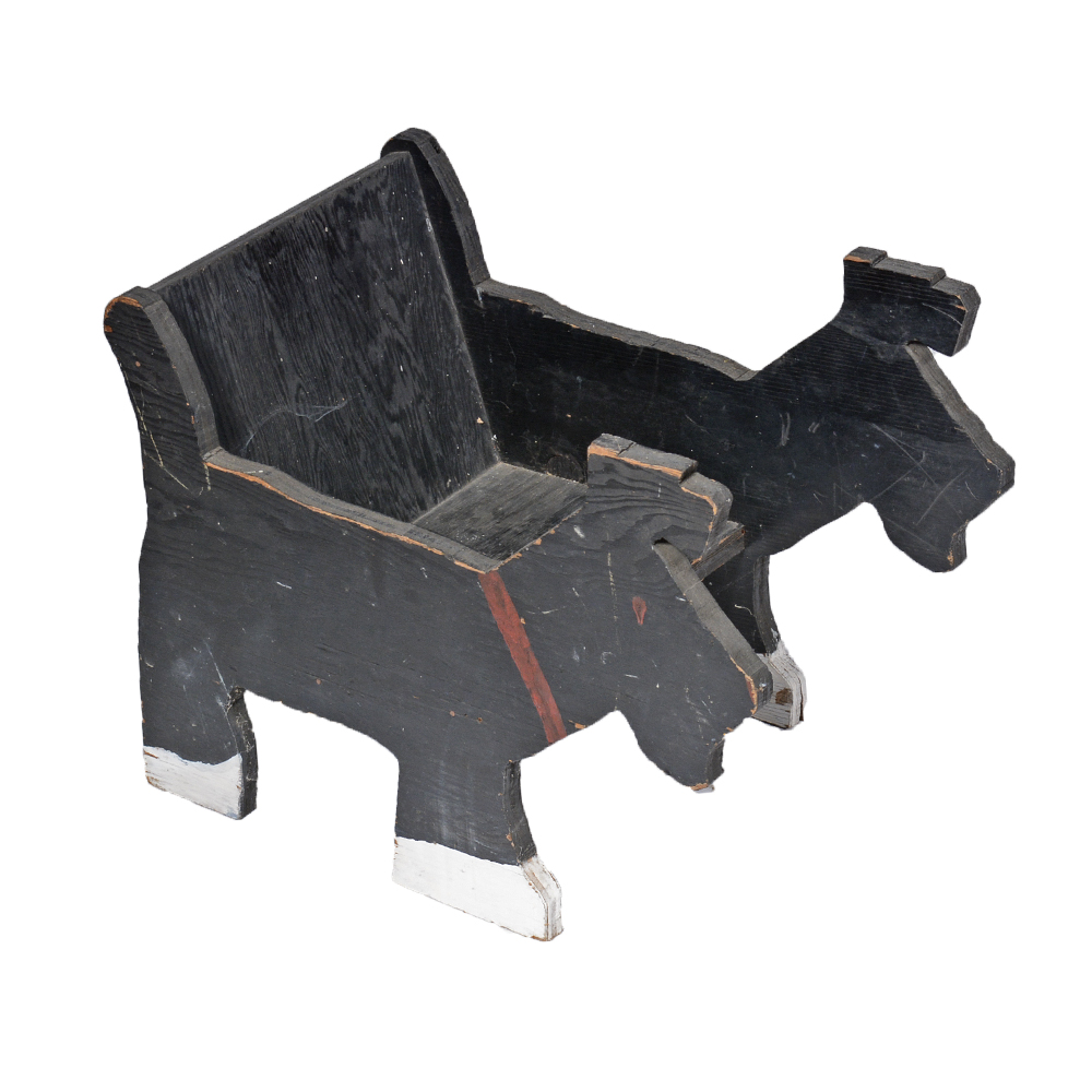 Vintage Wooden Scottie Dog-Themed Children's Chair