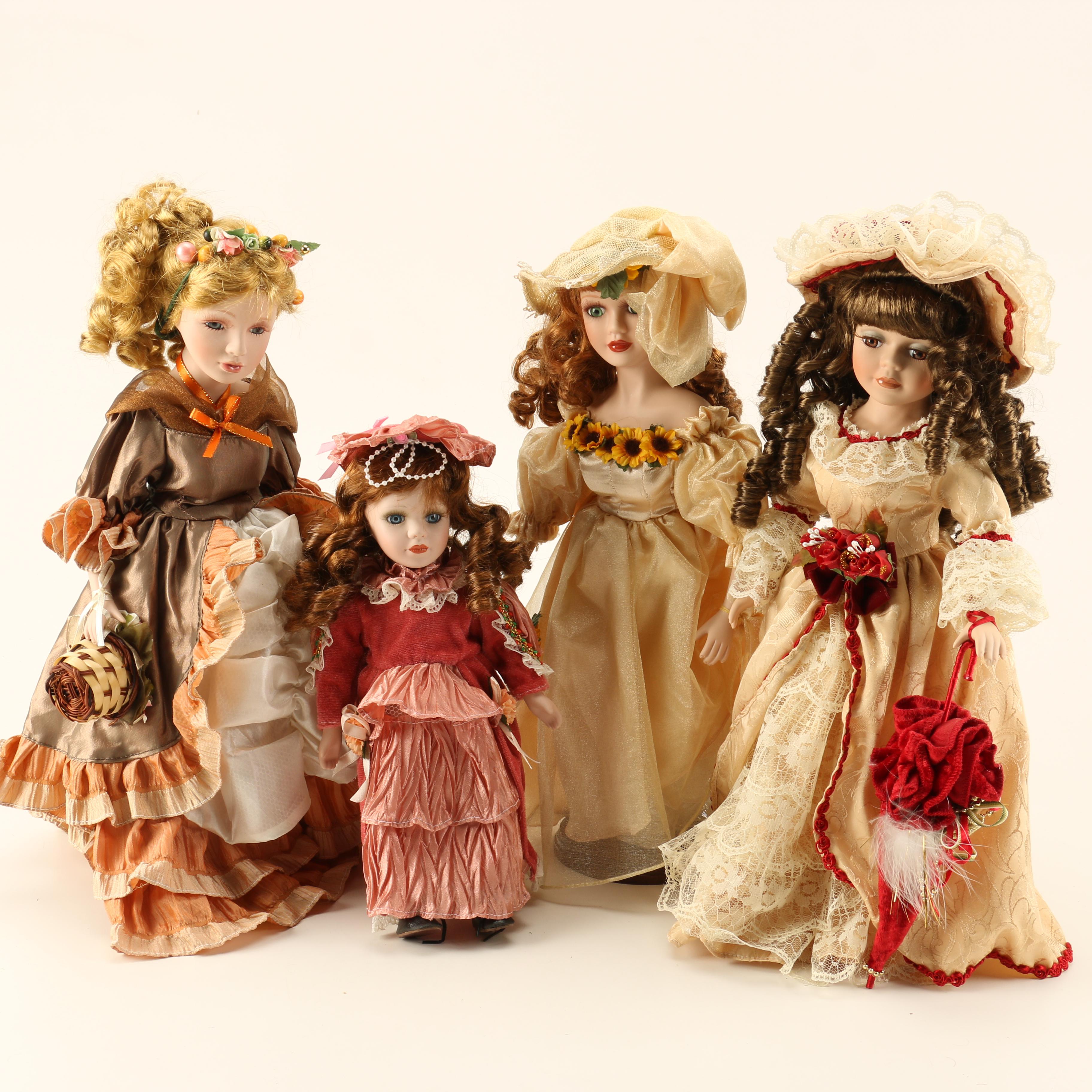 Assortment of Porcelain Dolls
