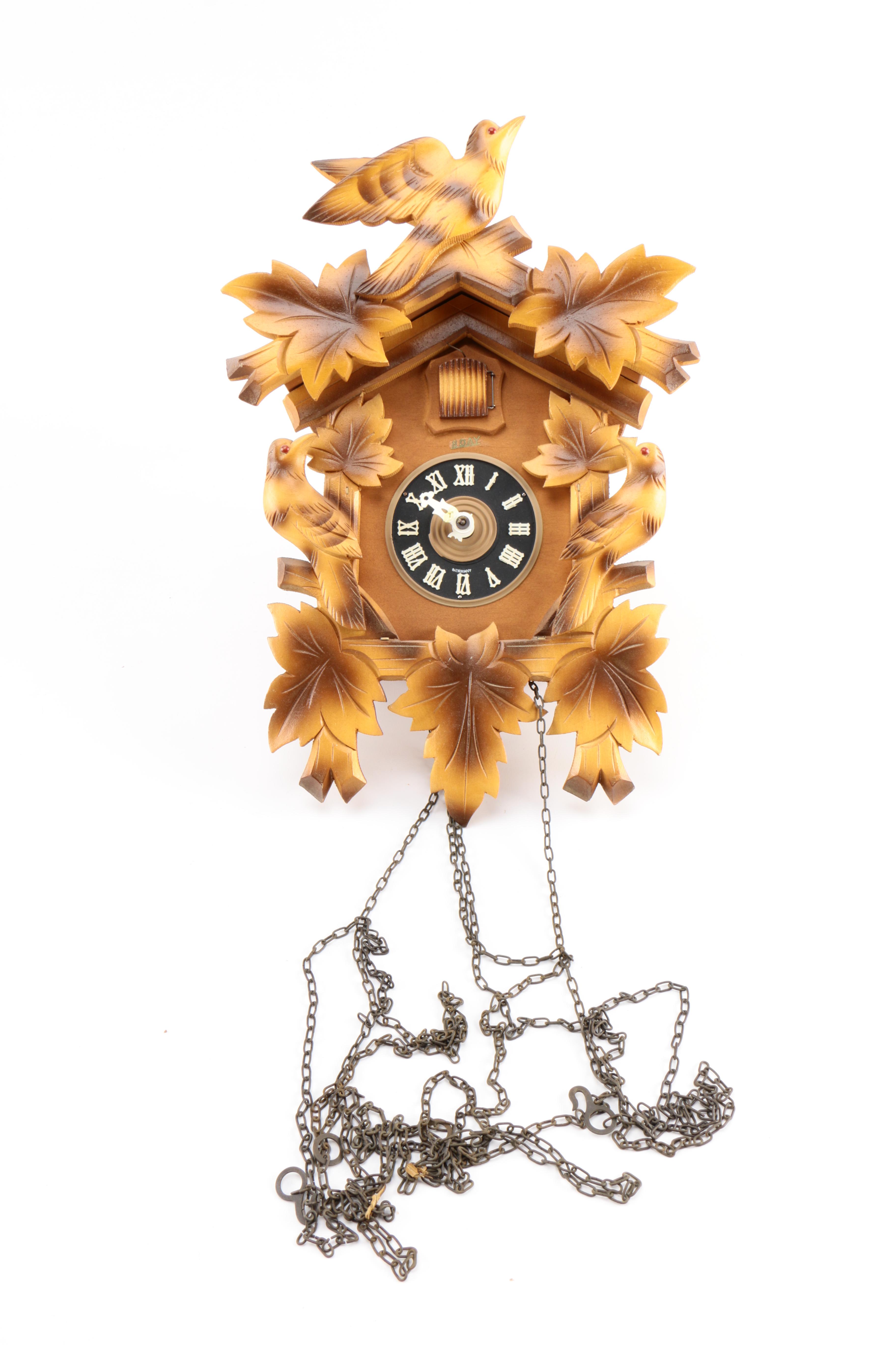 Carved Wooden 8-Day Cuckoo Clock
