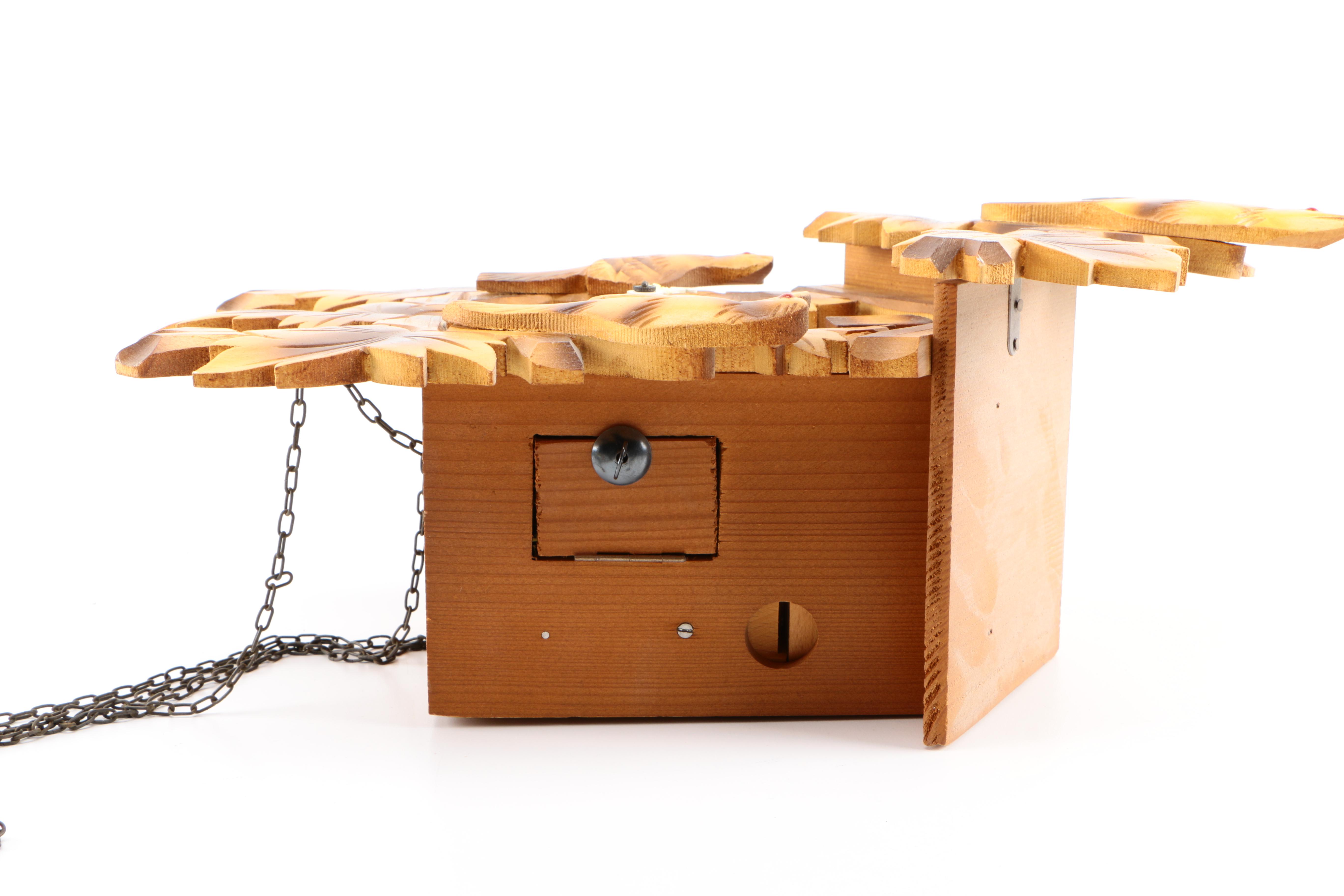 Carved Wooden 8-Day Cuckoo Clock