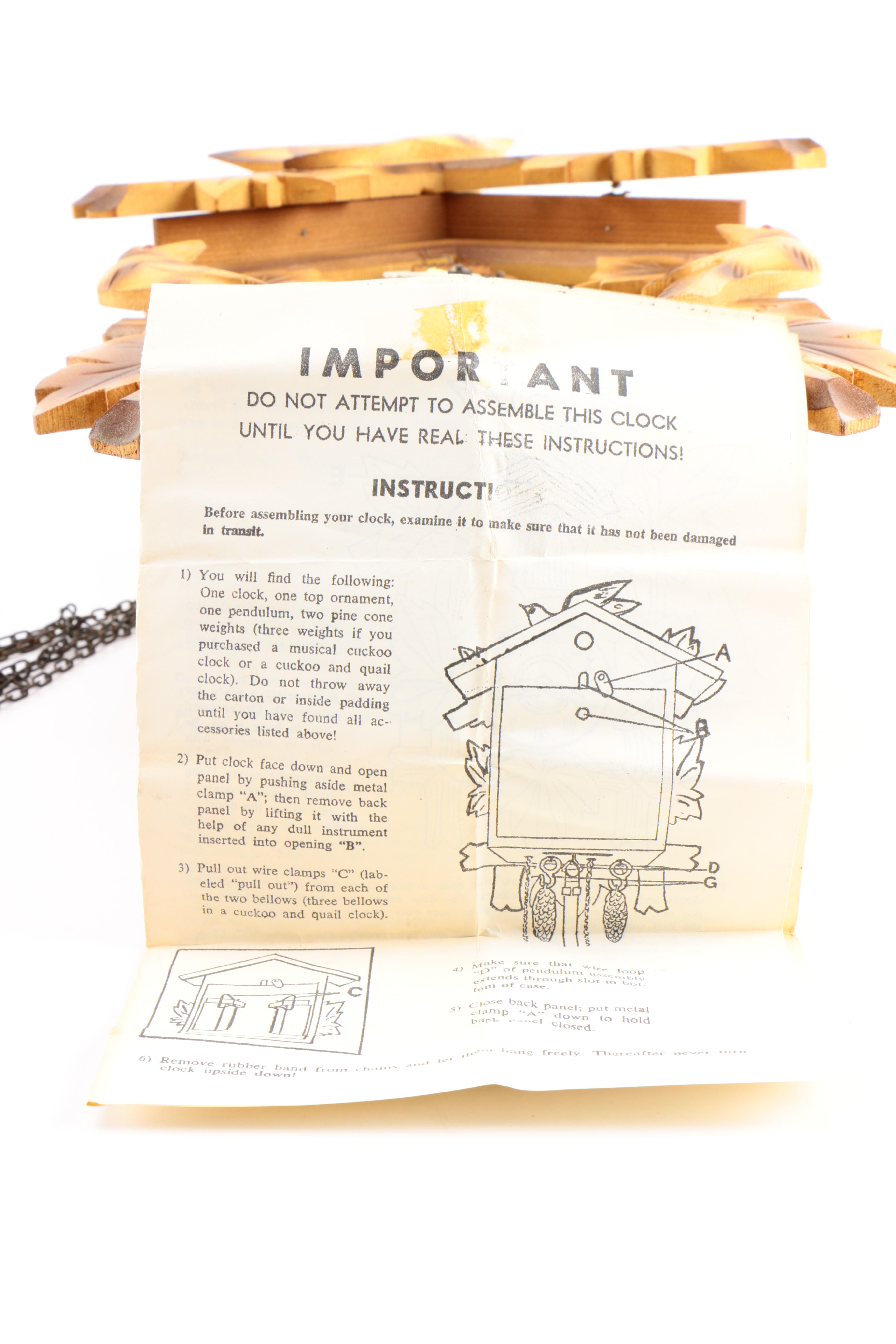 Carved Wooden 8-Day Cuckoo Clock