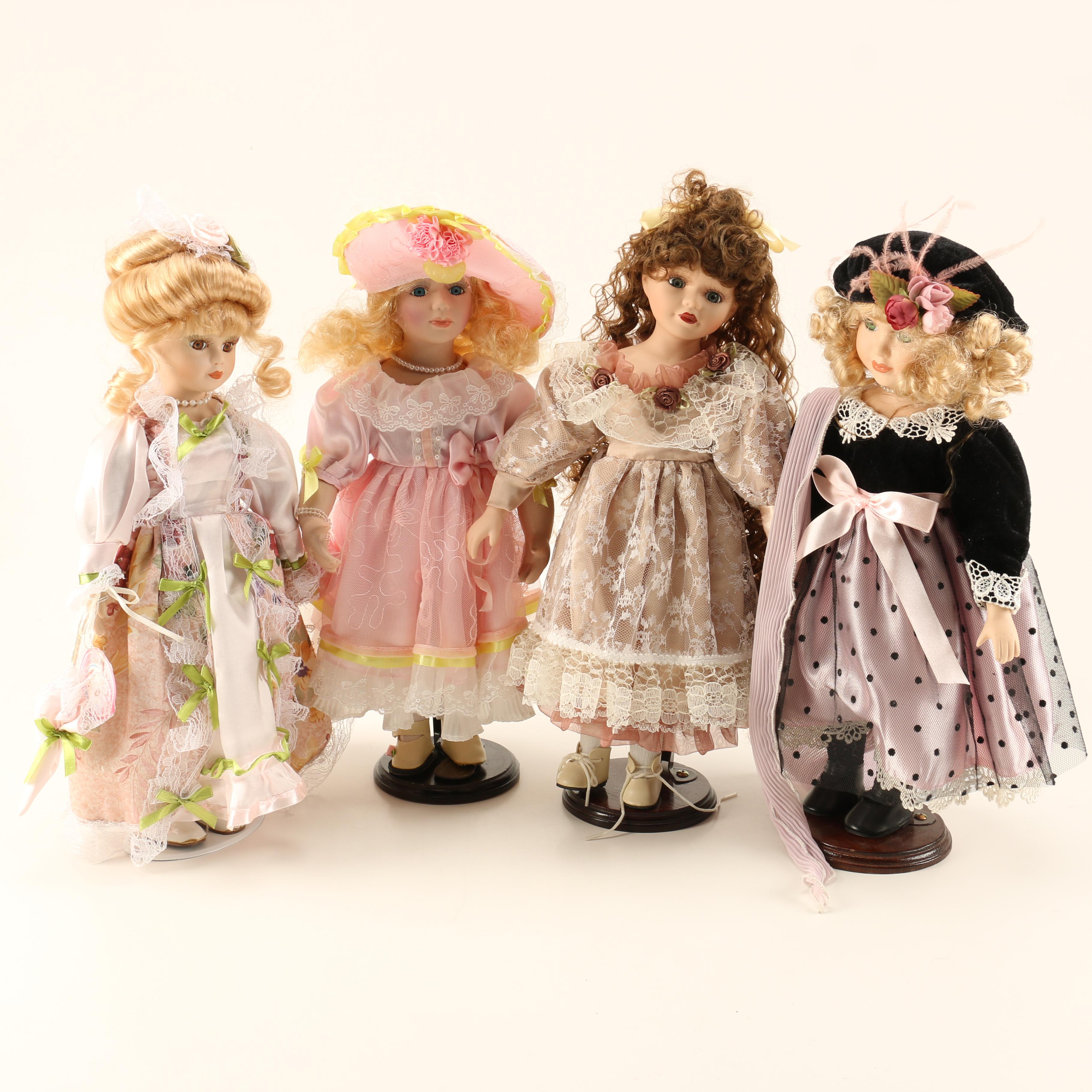 Collection of Four Porcelain Dolls