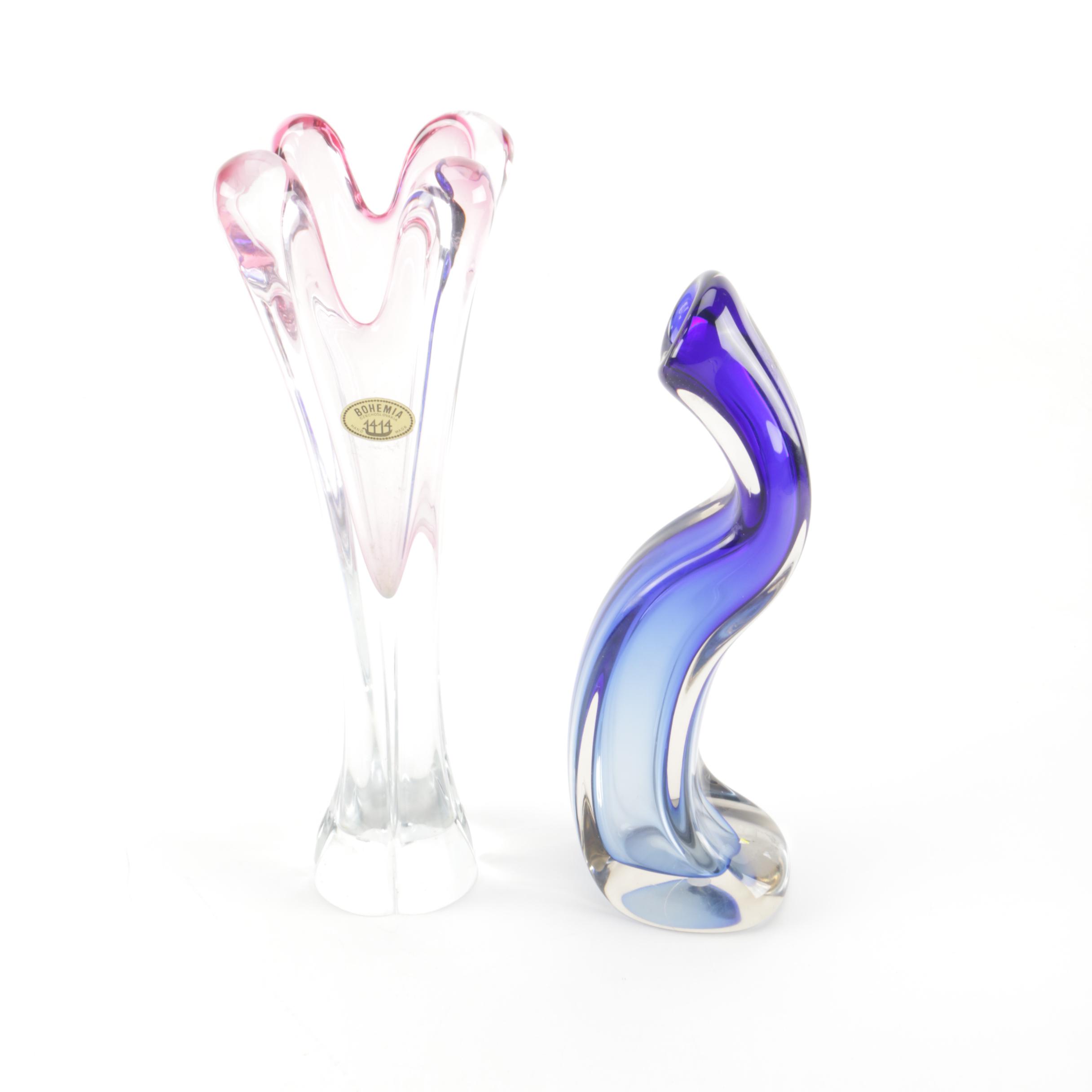 Art Glass Vases including Bohemia
