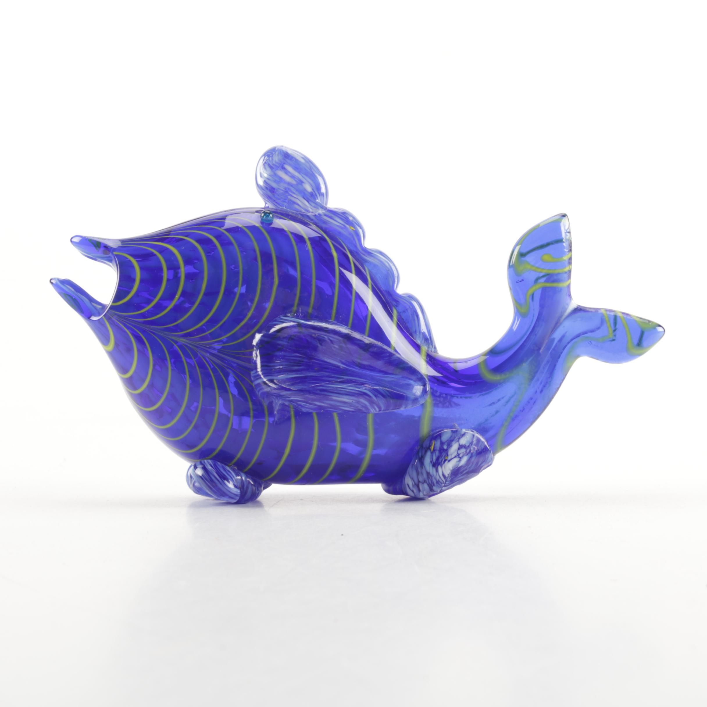 Handblown Art Glass Whale Figurine