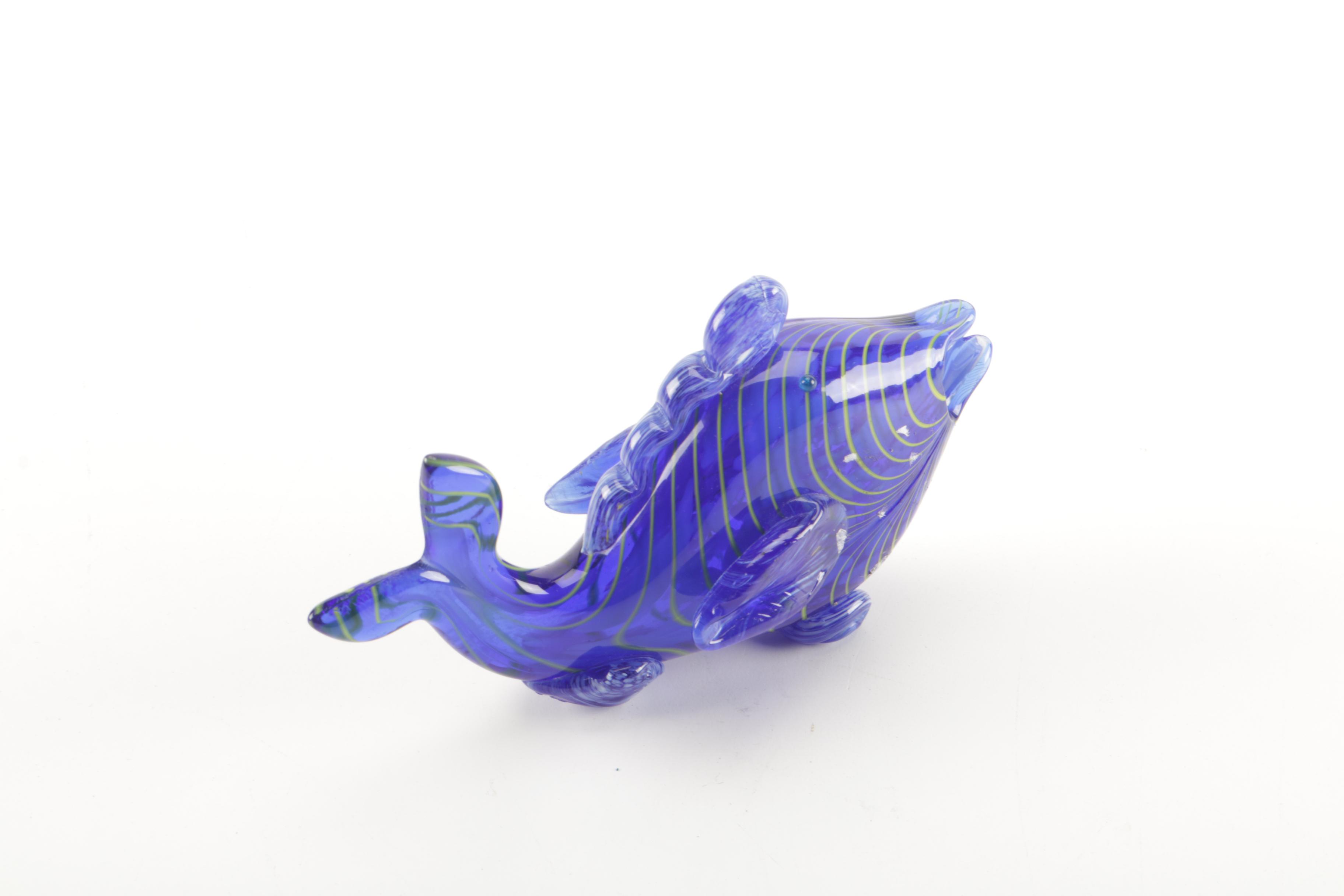 Handblown Art Glass Whale Figurine