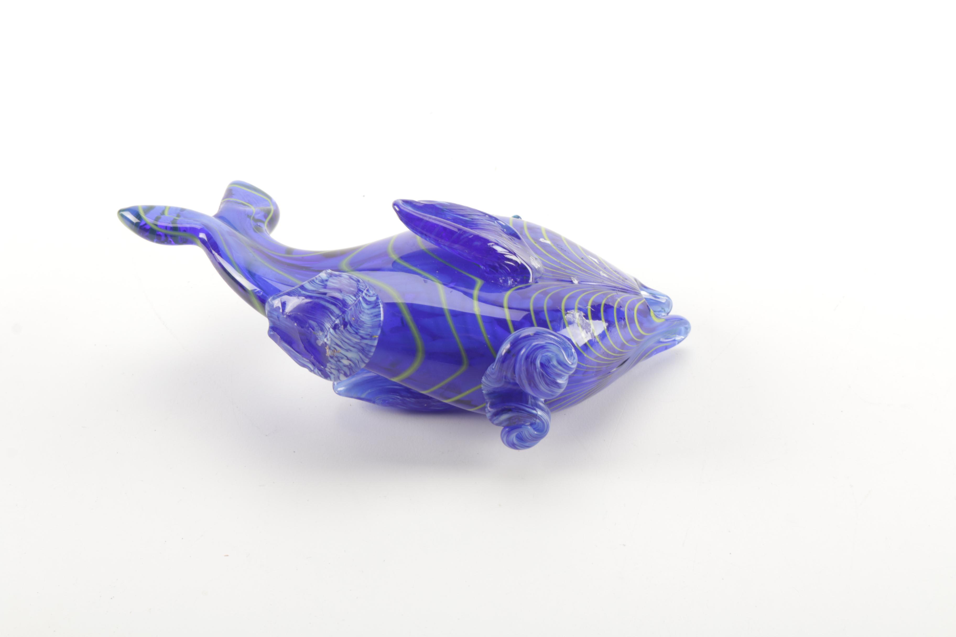 Handblown Art Glass Whale Figurine