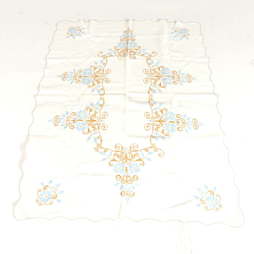 White Hand-Embroidered Tablecloth