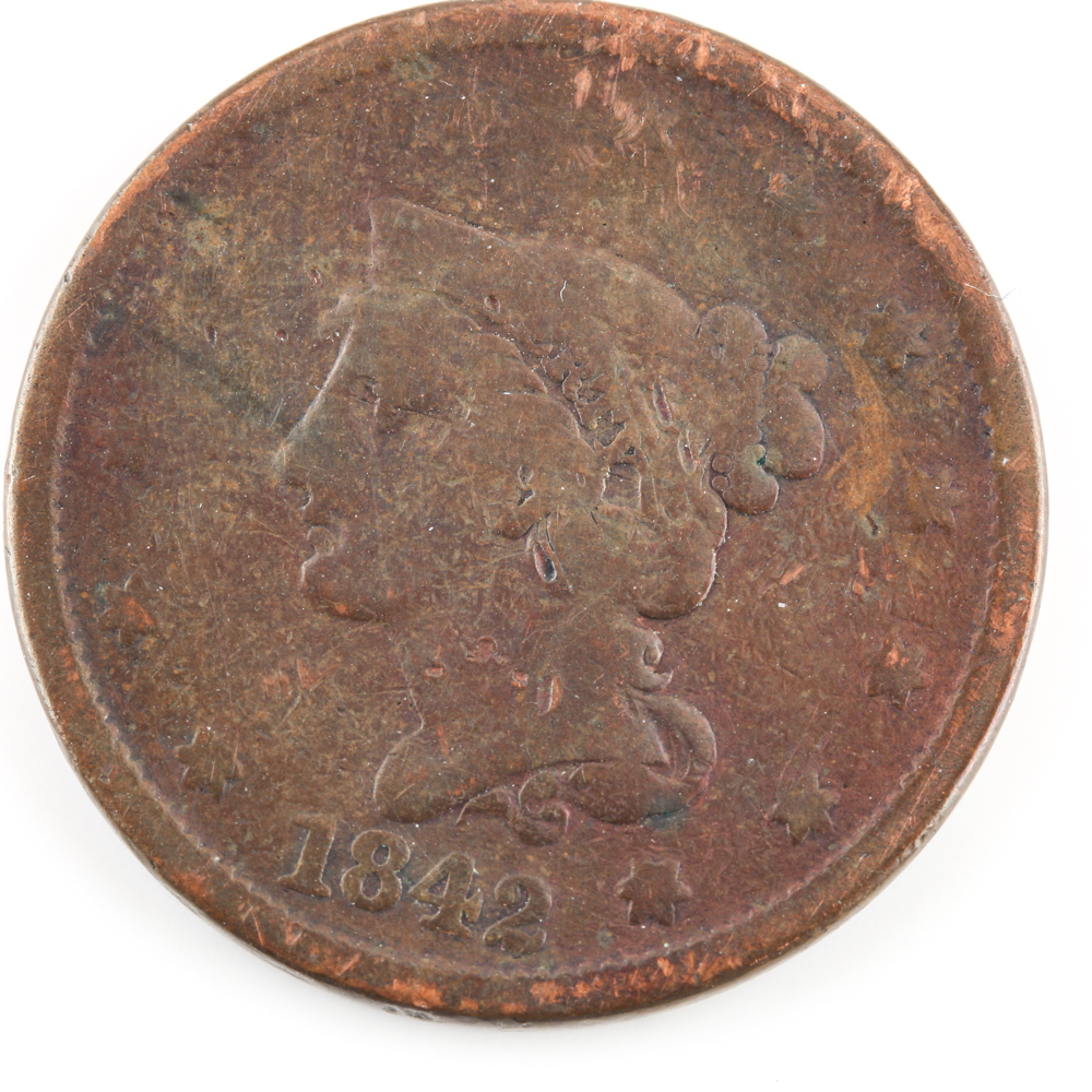 1842 Braided Hair Cent
