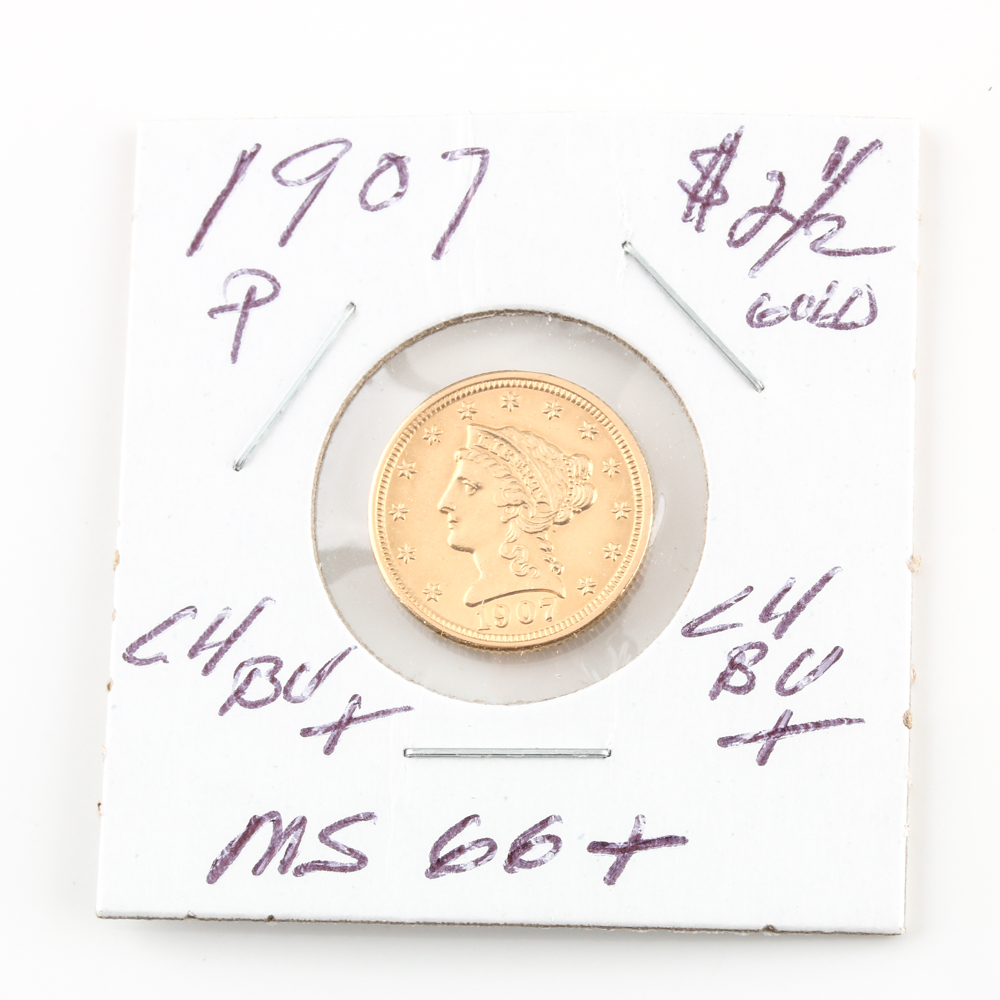 1907 $2 1/2 Liberty Gold Coin