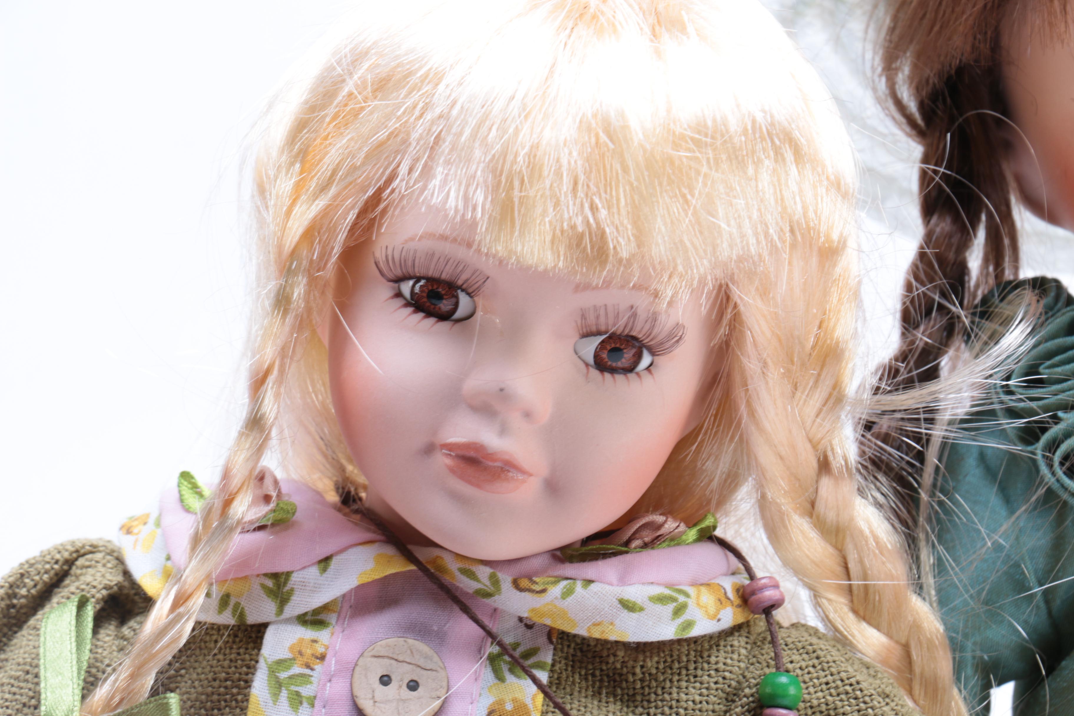 Five Porcelain Dolls Including Little Red Riding Hood