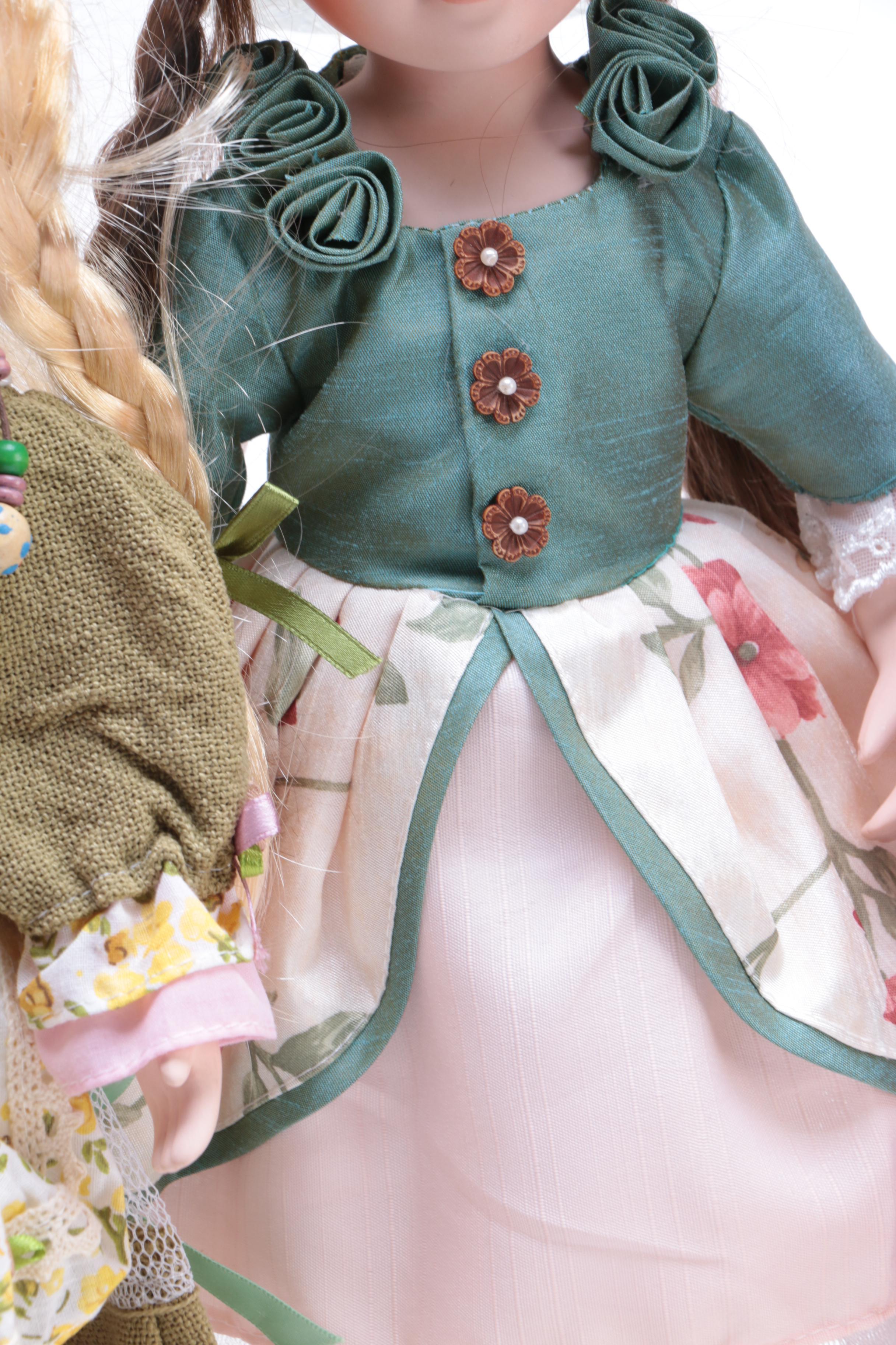 Five Porcelain Dolls Including Little Red Riding Hood