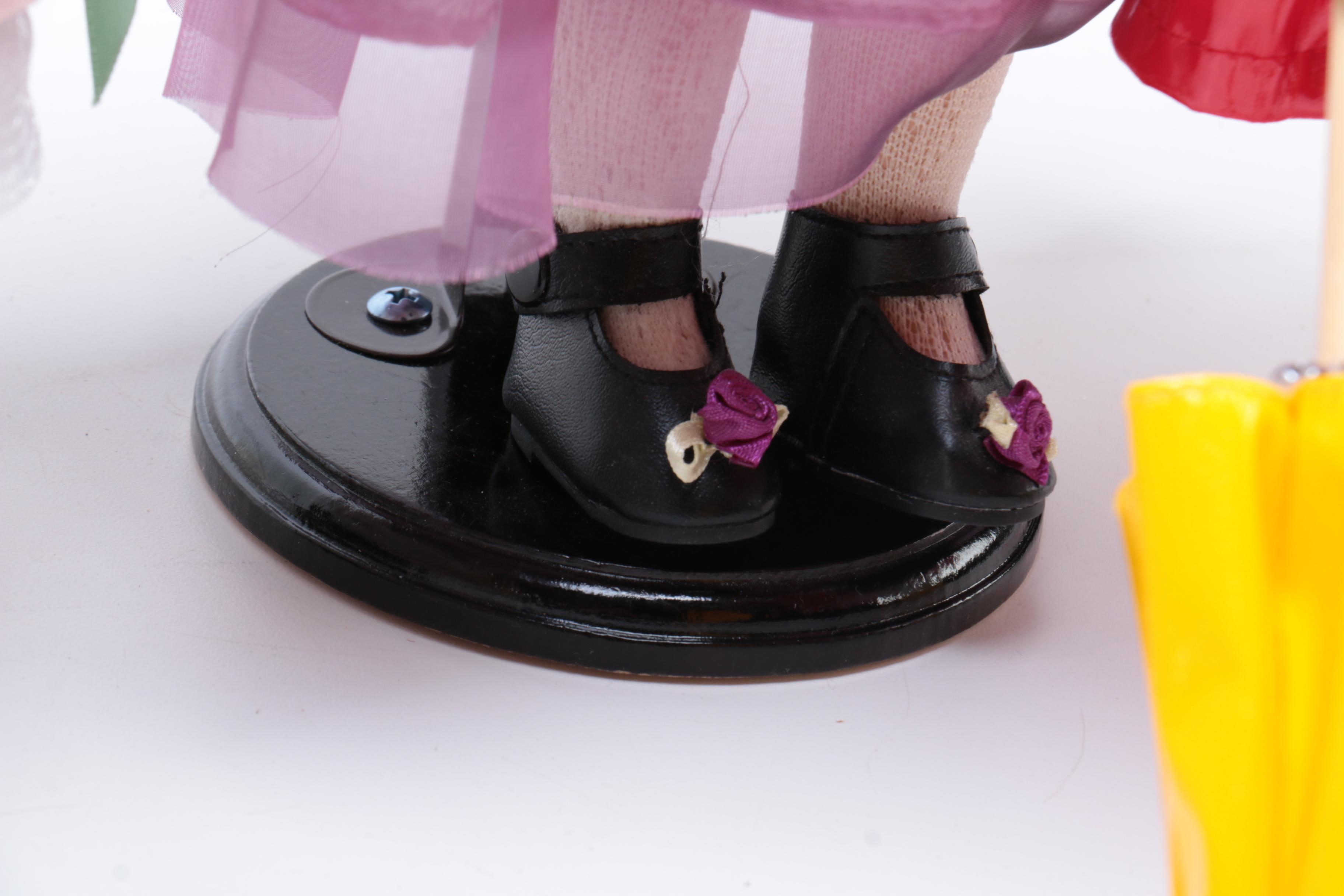 Five Porcelain Dolls Including Little Red Riding Hood