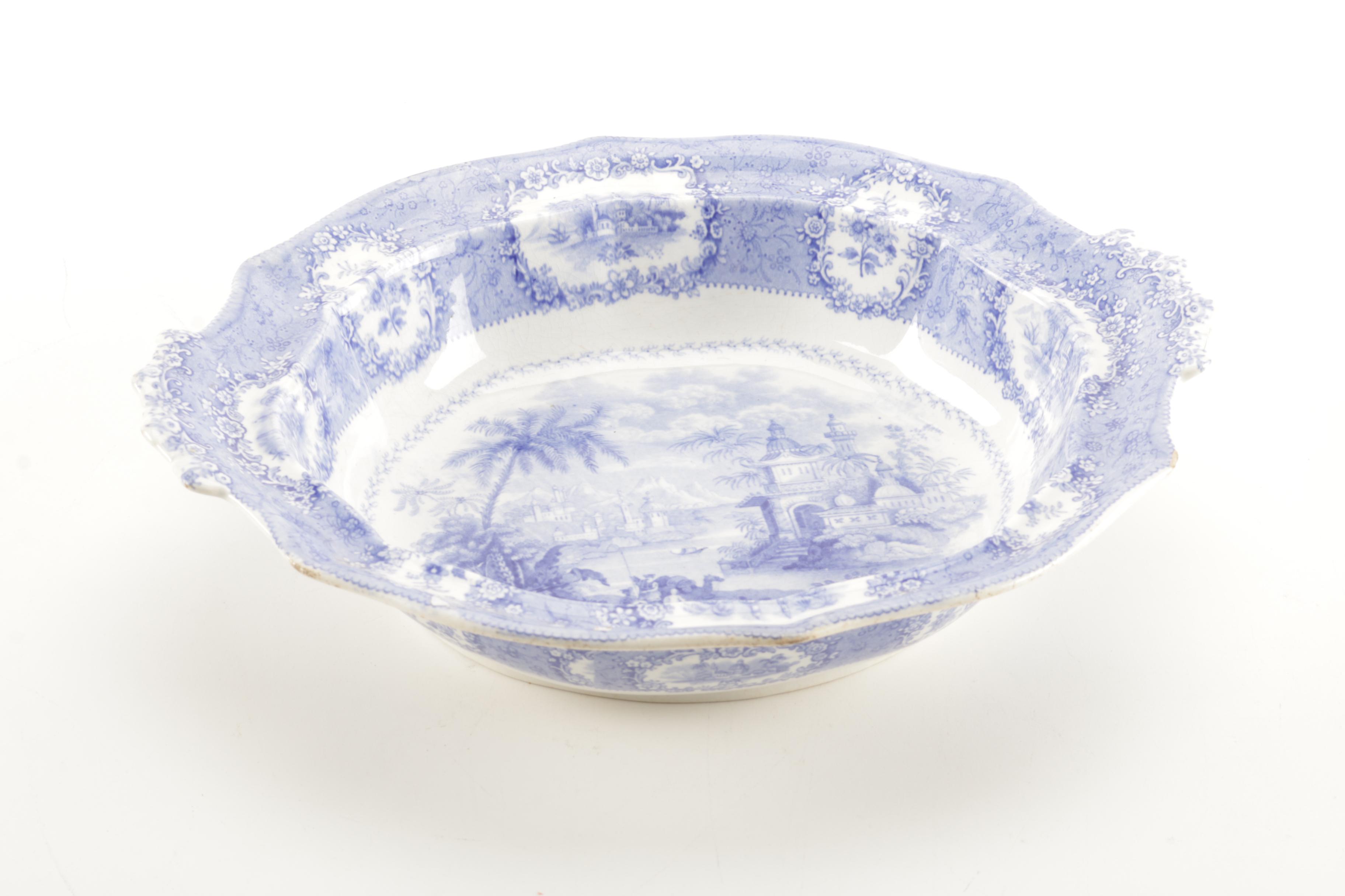 Transferware Castle and Camel Lidded Dish