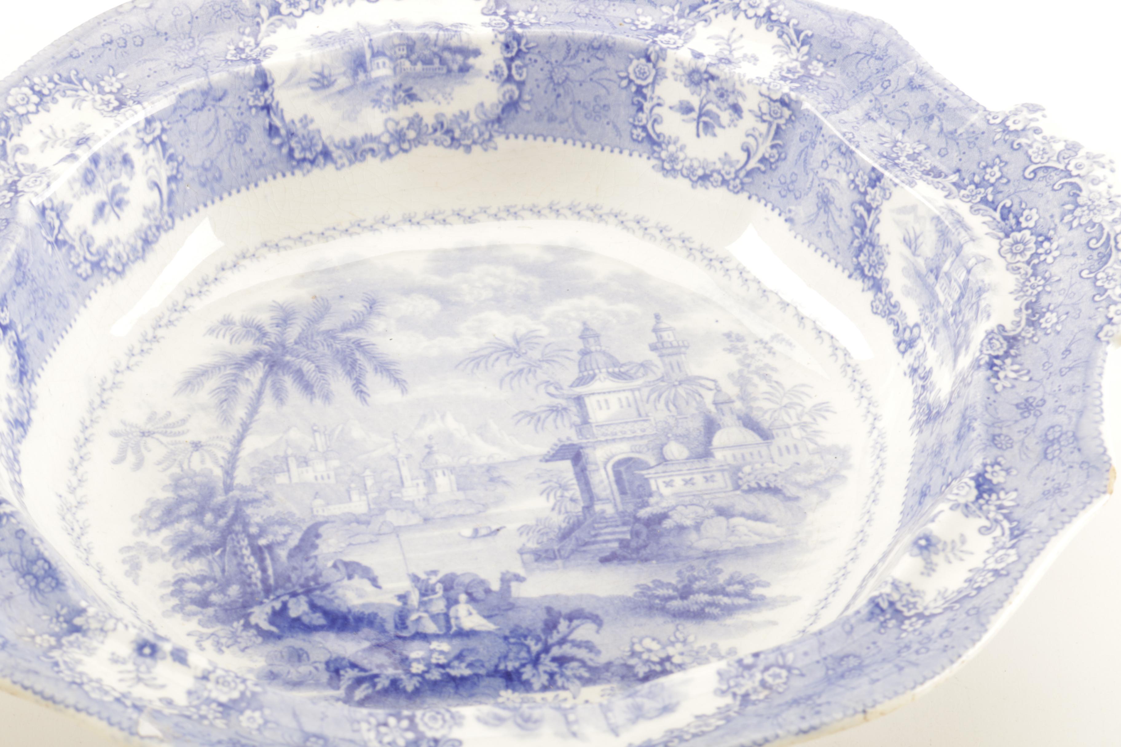 Transferware Castle and Camel Lidded Dish