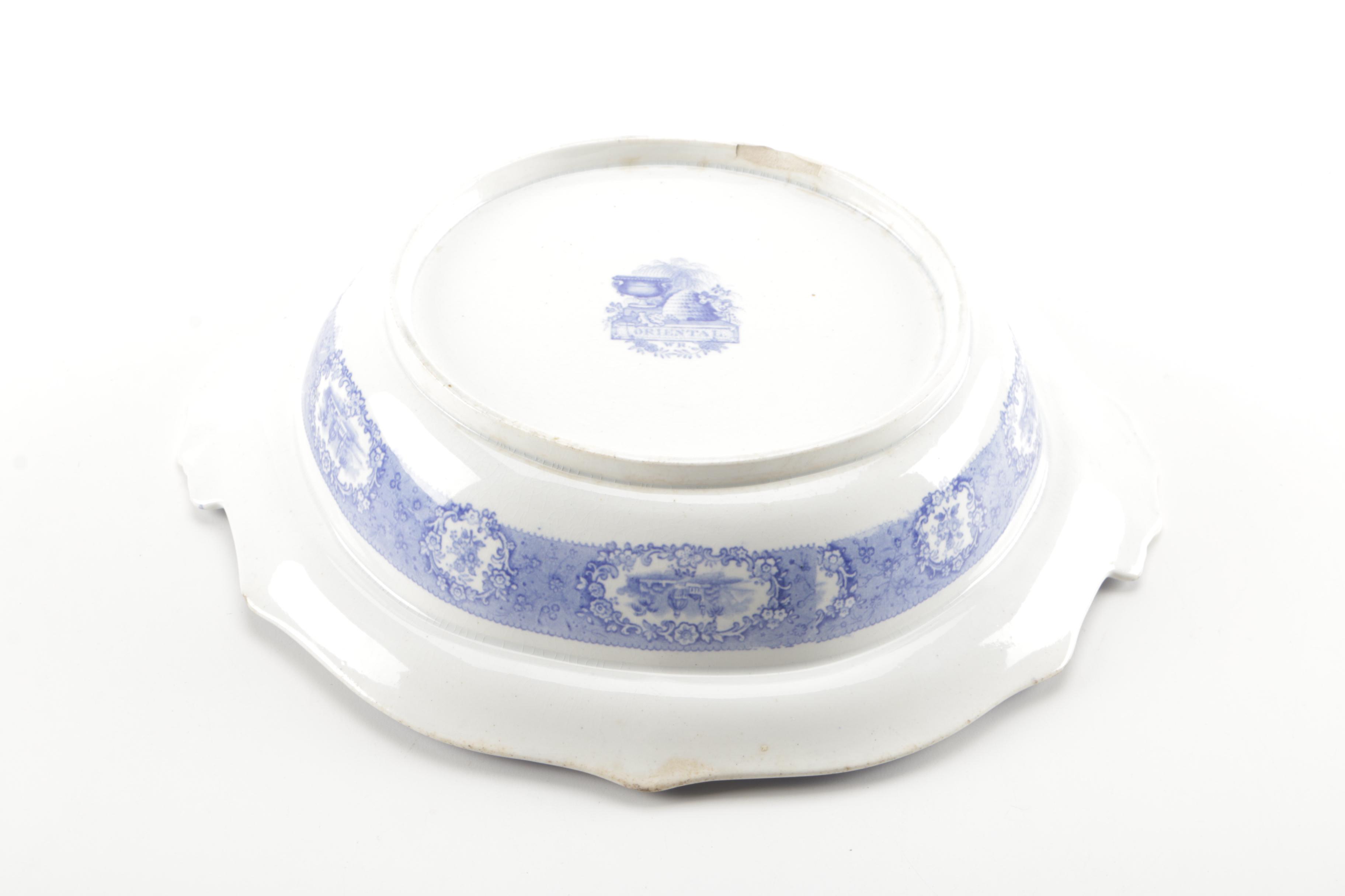 Transferware Castle and Camel Lidded Dish