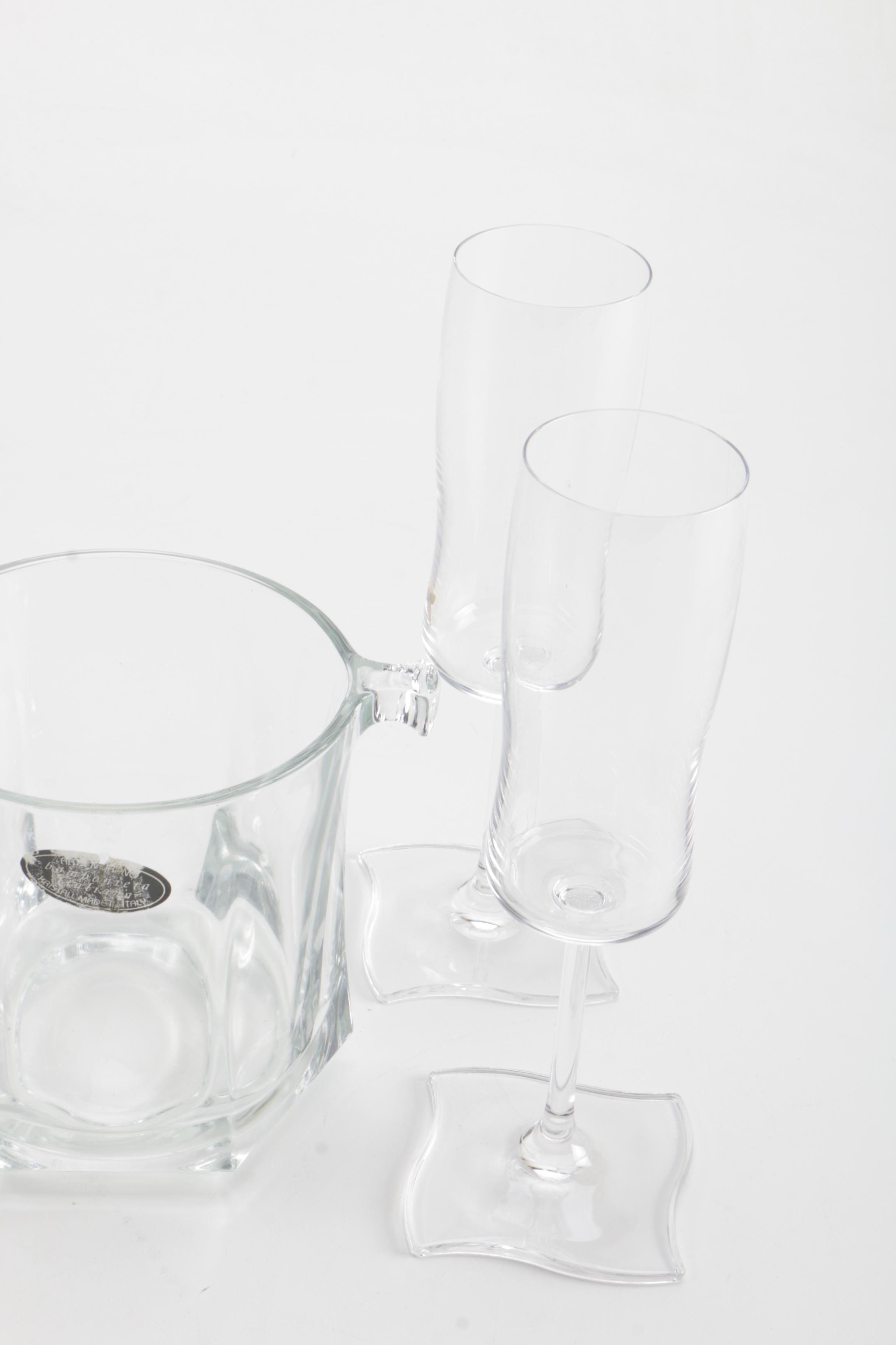 Crystal Ice Bucket and Champagne Flutes