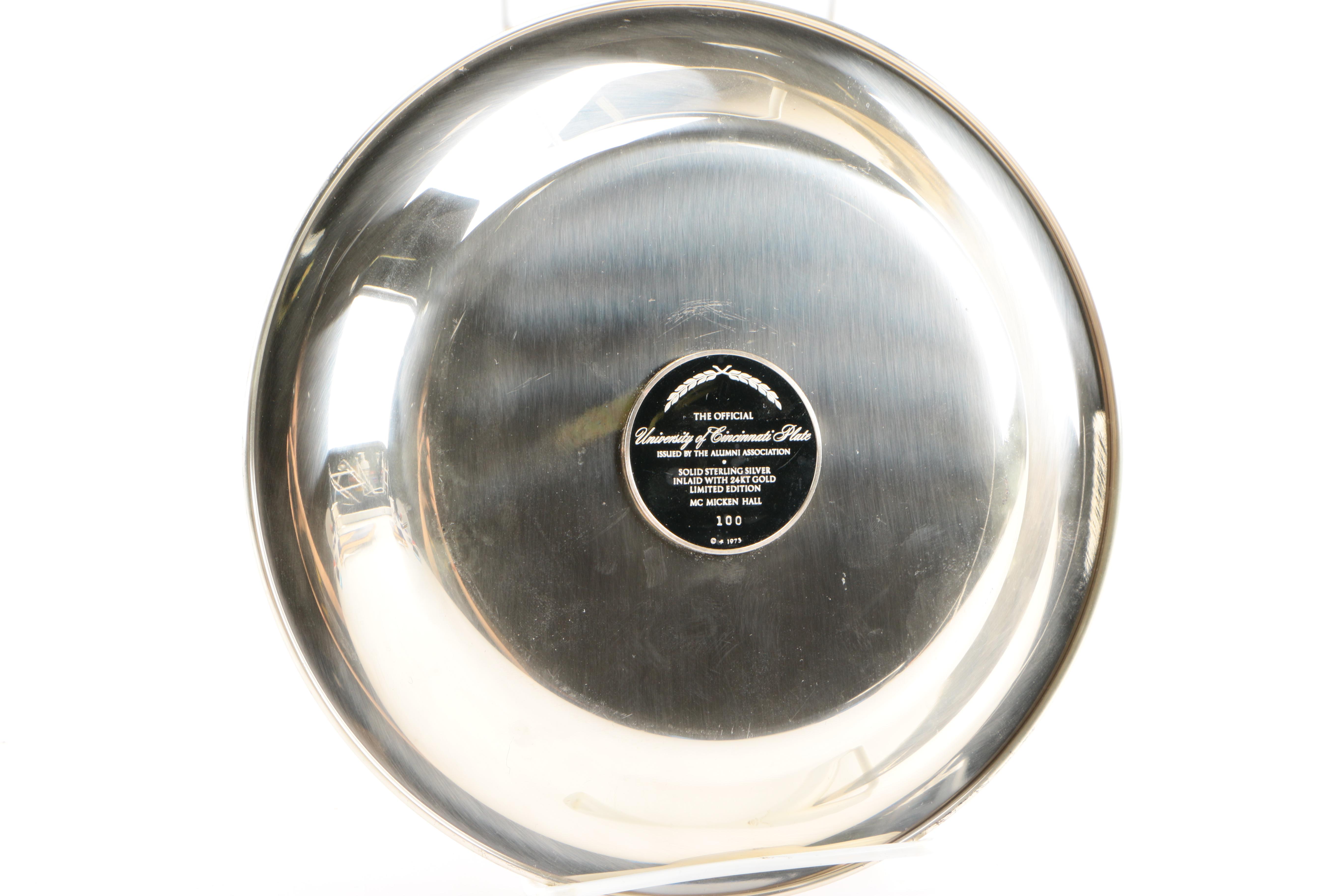 Franklin Mint "University of Cincinnati" Limited Edition Sterling Silver Plate