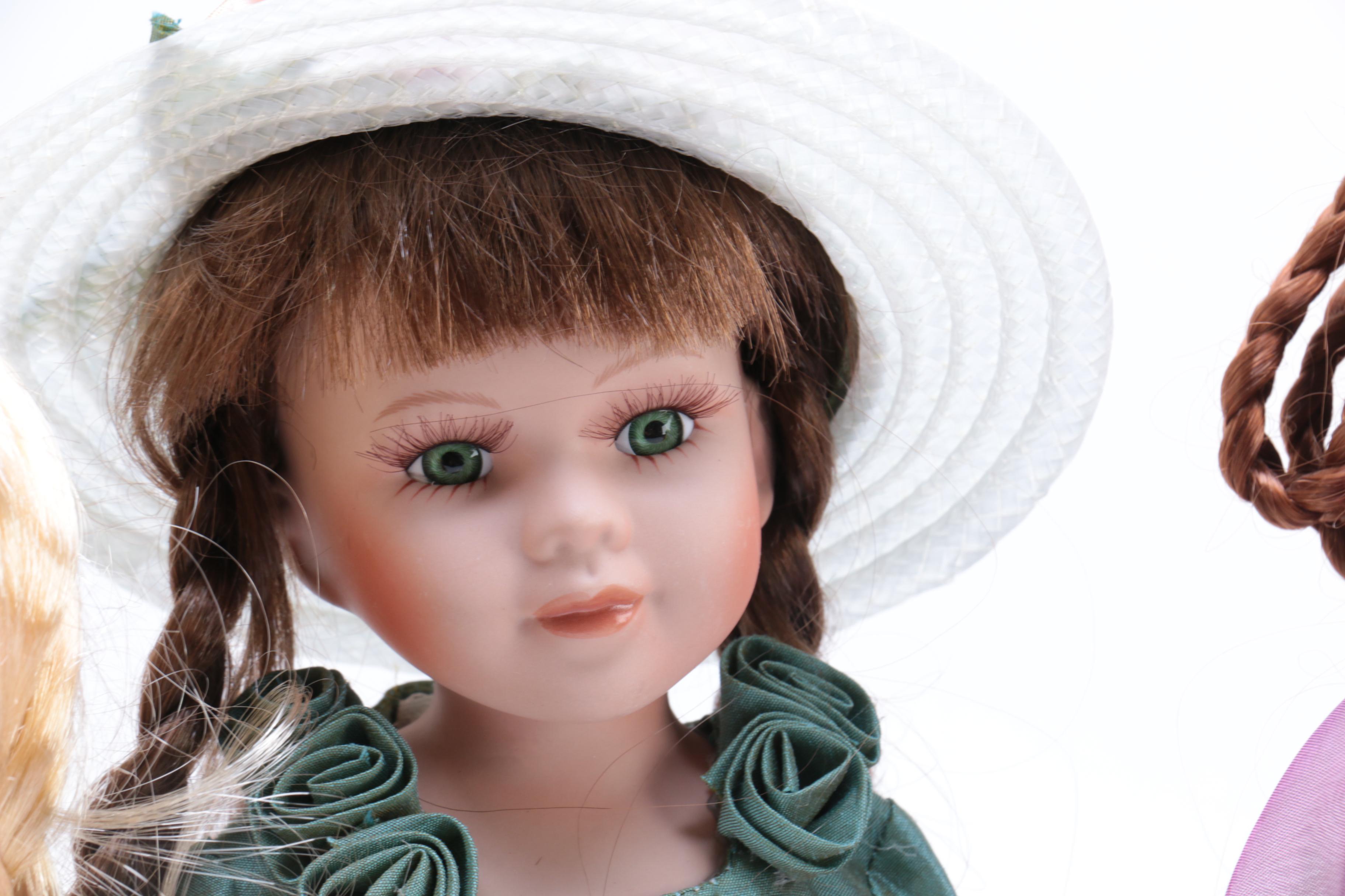 Five Porcelain Dolls Including Little Red Riding Hood