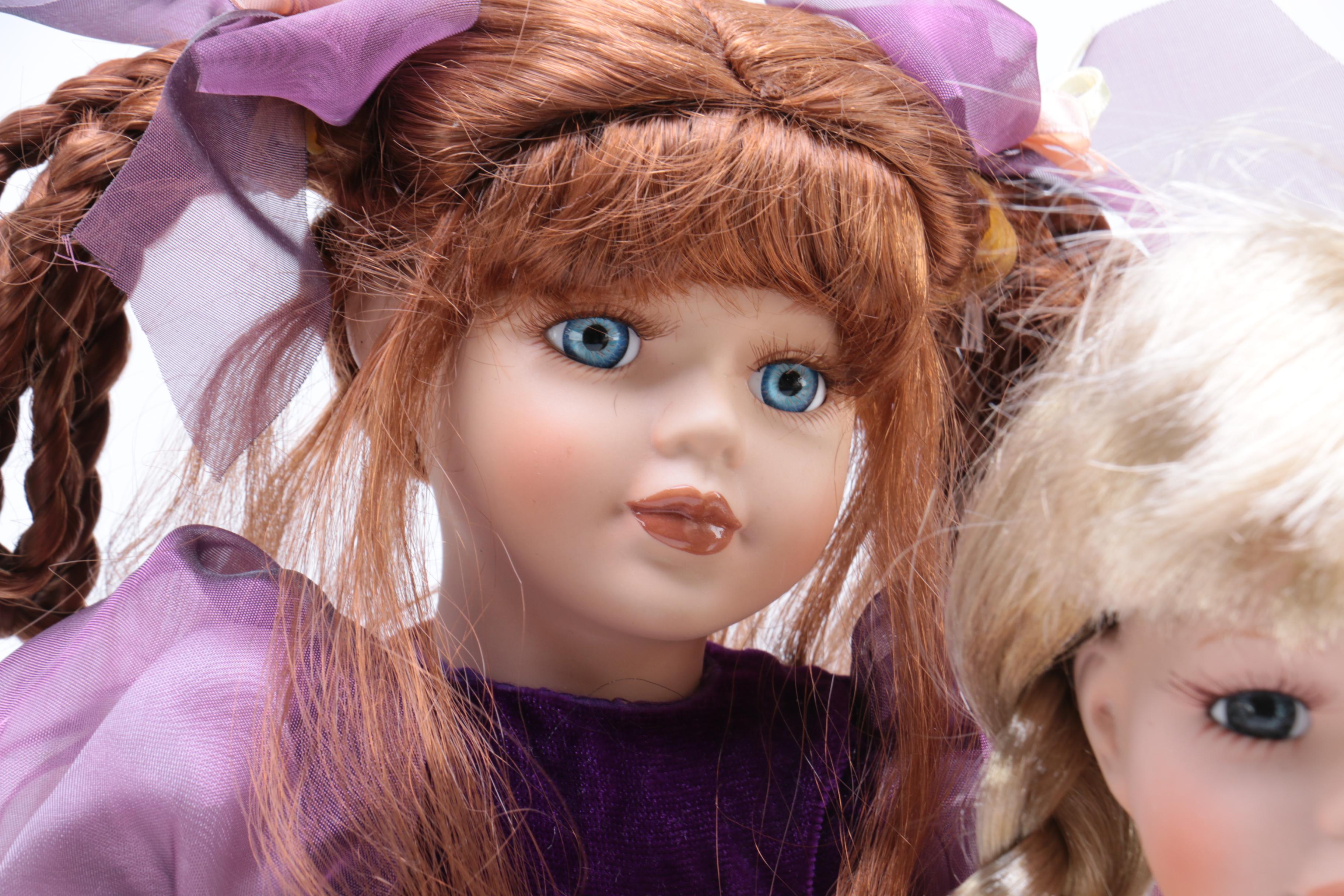 Five Porcelain Dolls Including Little Red Riding Hood