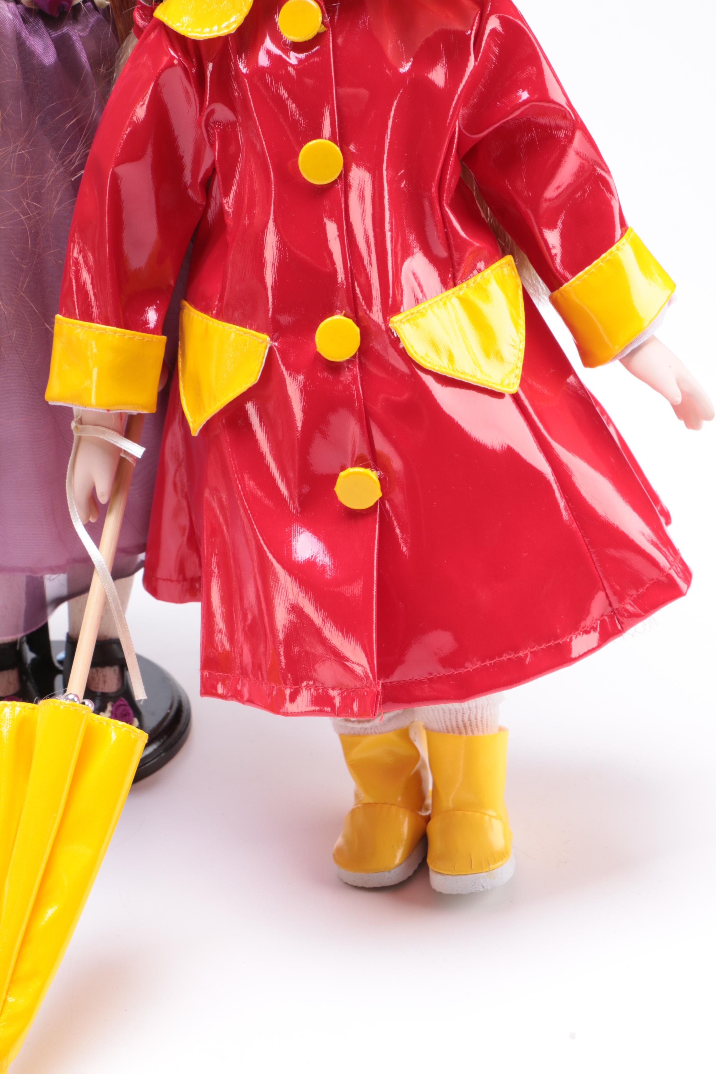 Five Porcelain Dolls Including Little Red Riding Hood