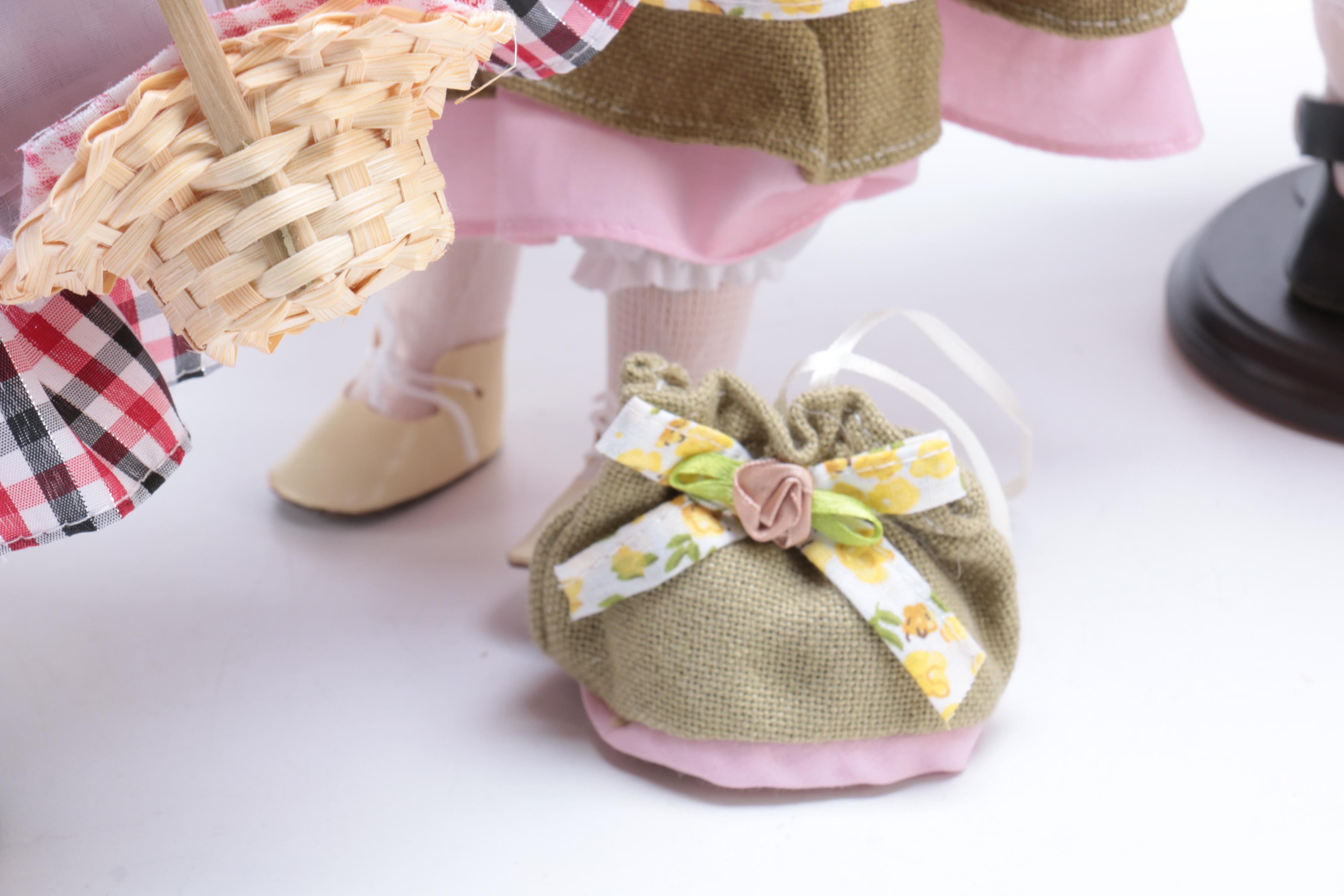 Five Porcelain Dolls Including Little Red Riding Hood