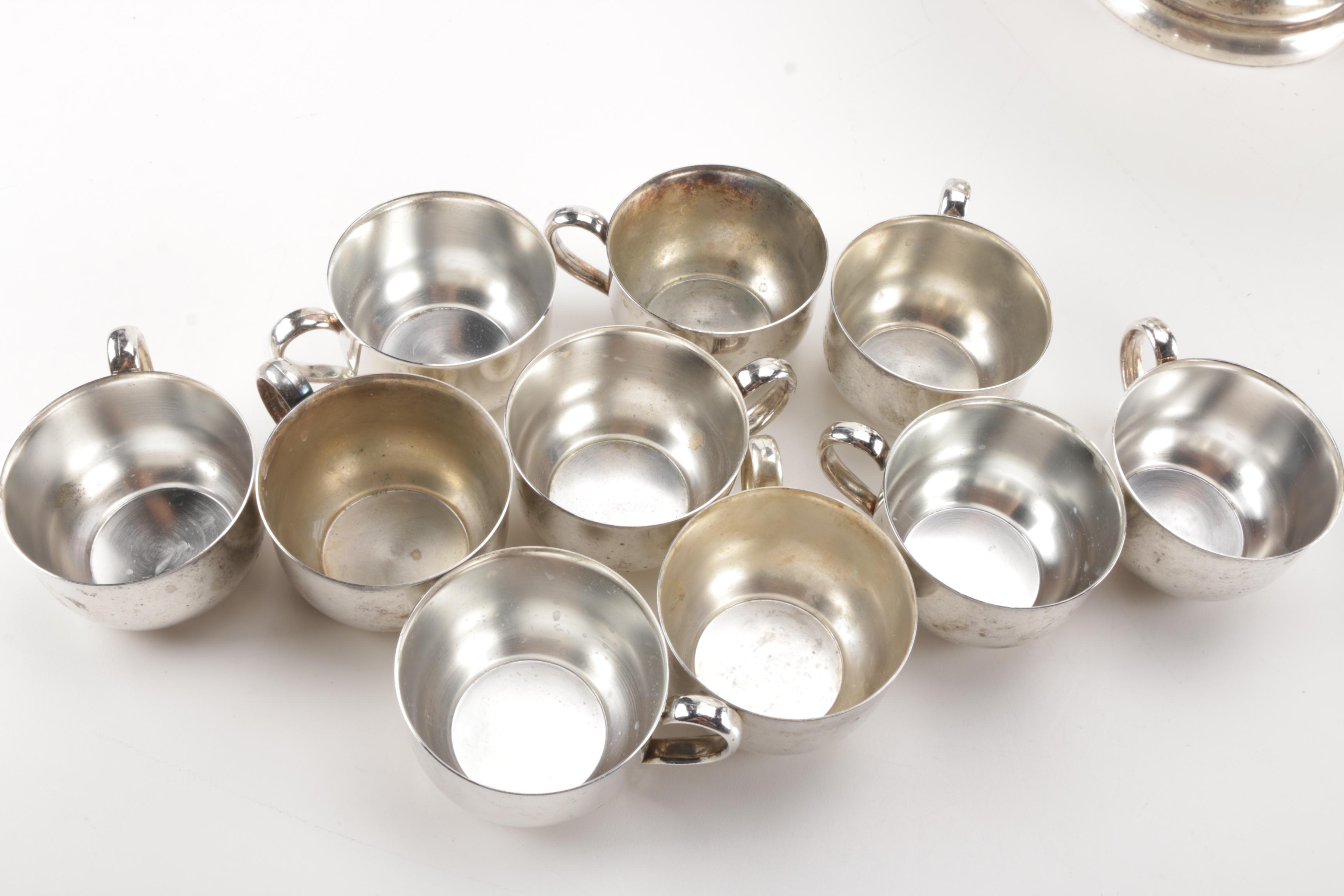 Oneida Silver Plate Punch Bowl With Accessories