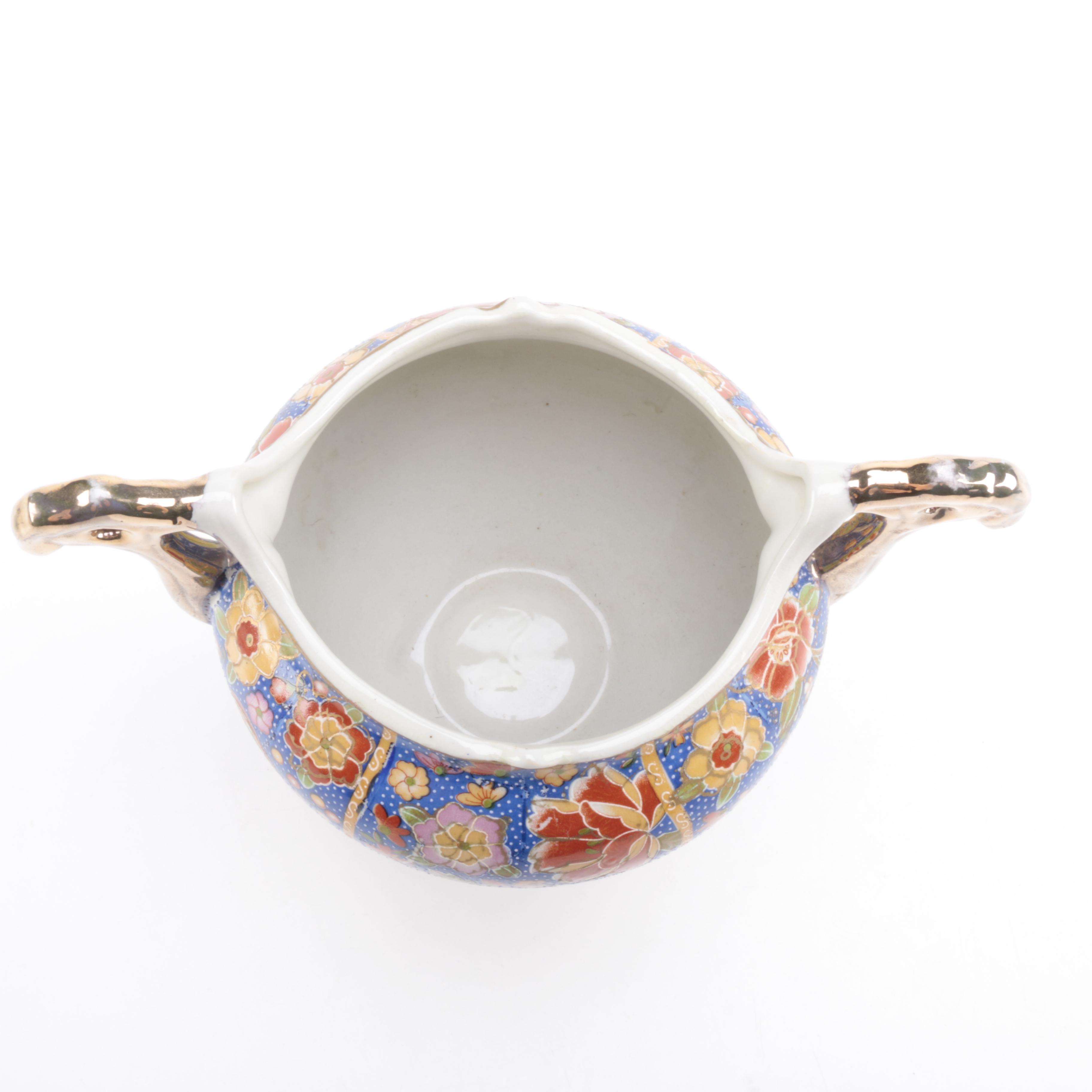 Double Handled Console Bowl with Satsuma Inspired Decoration