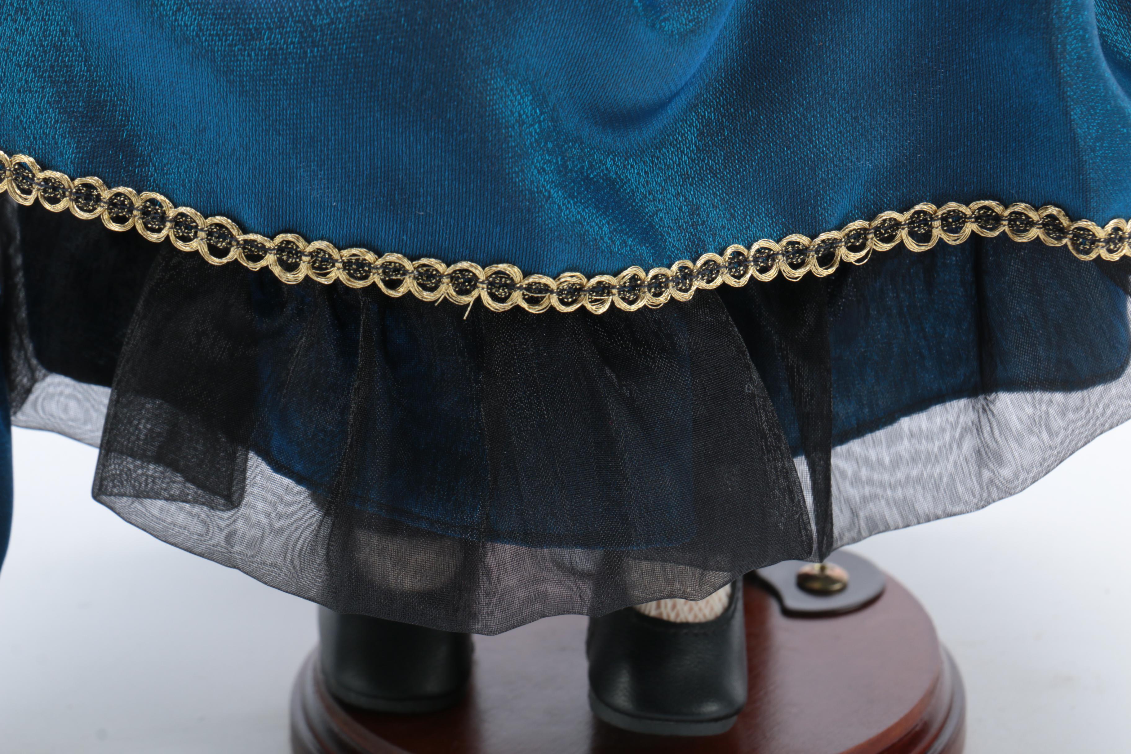 Porcelain Doll with Wooden Stand