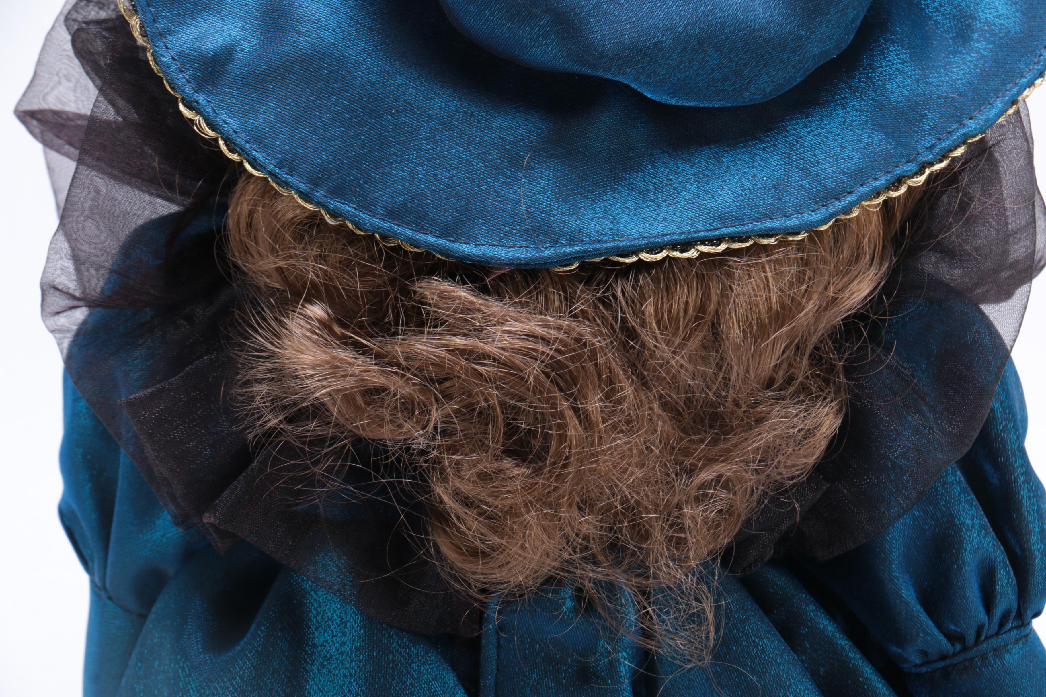 Porcelain Doll with Wooden Stand