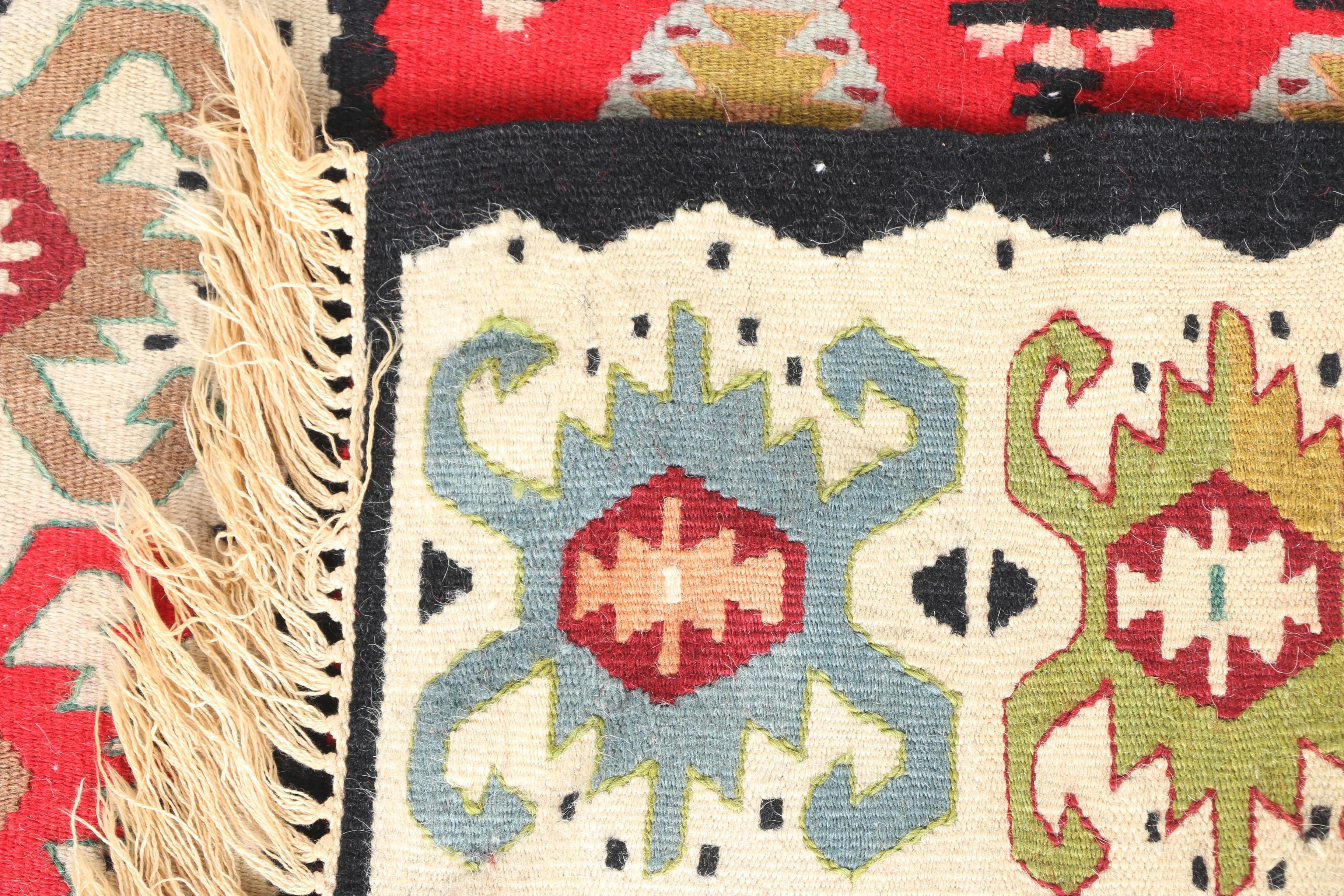 Handwoven and Embroidered Kazak Accent Rugs and Kilims