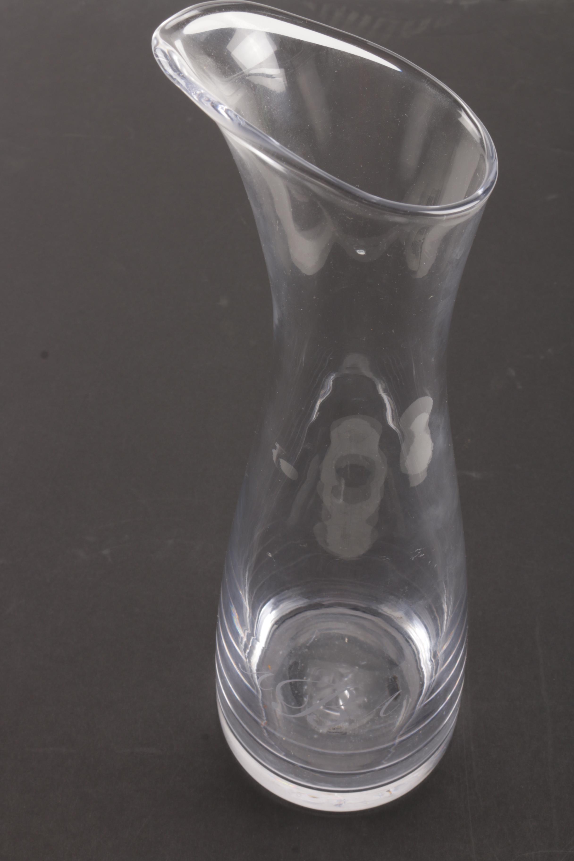 Simon Pearce Monogrammed Glass Carafe