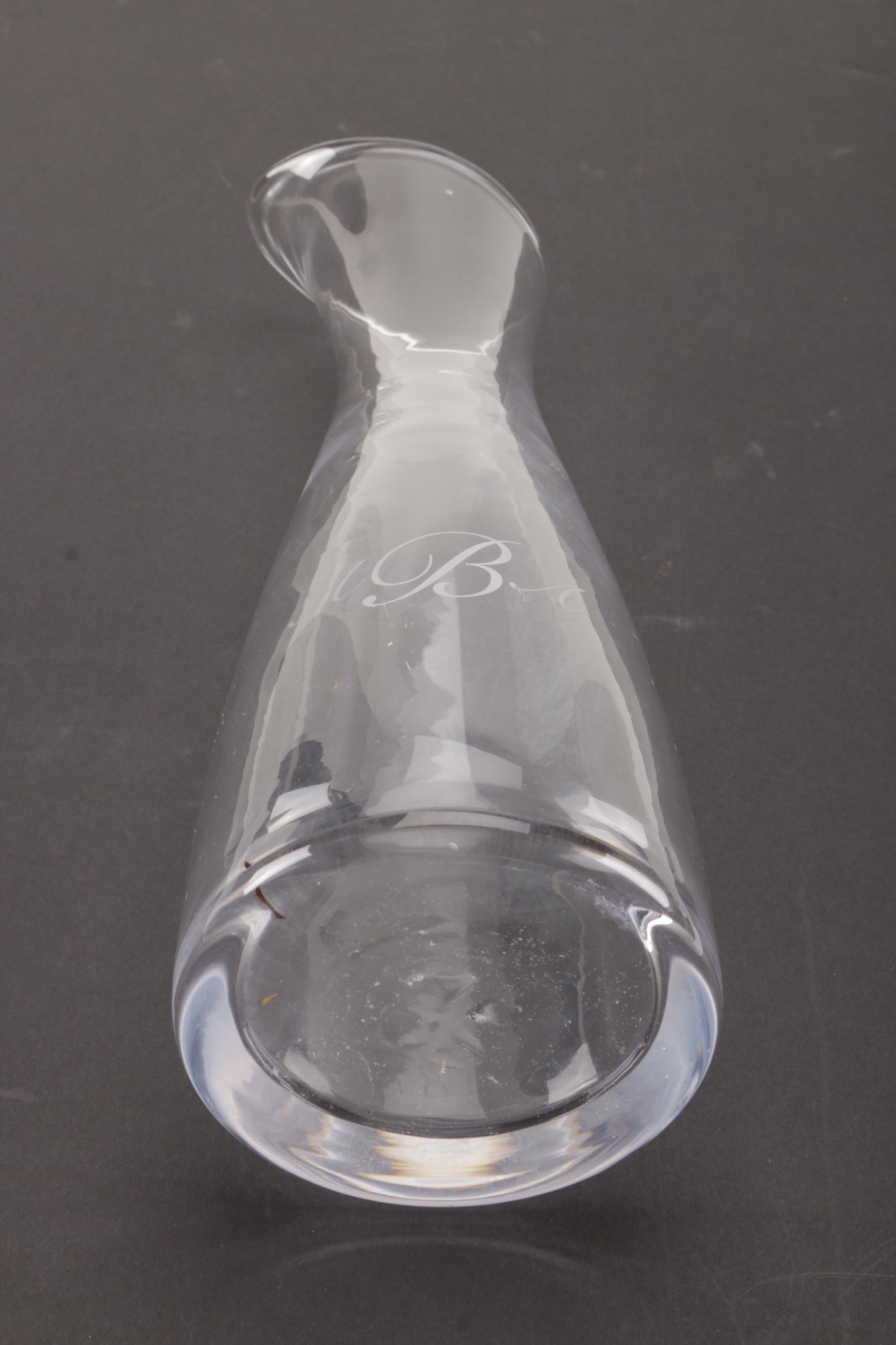 Simon Pearce Monogrammed Glass Carafe