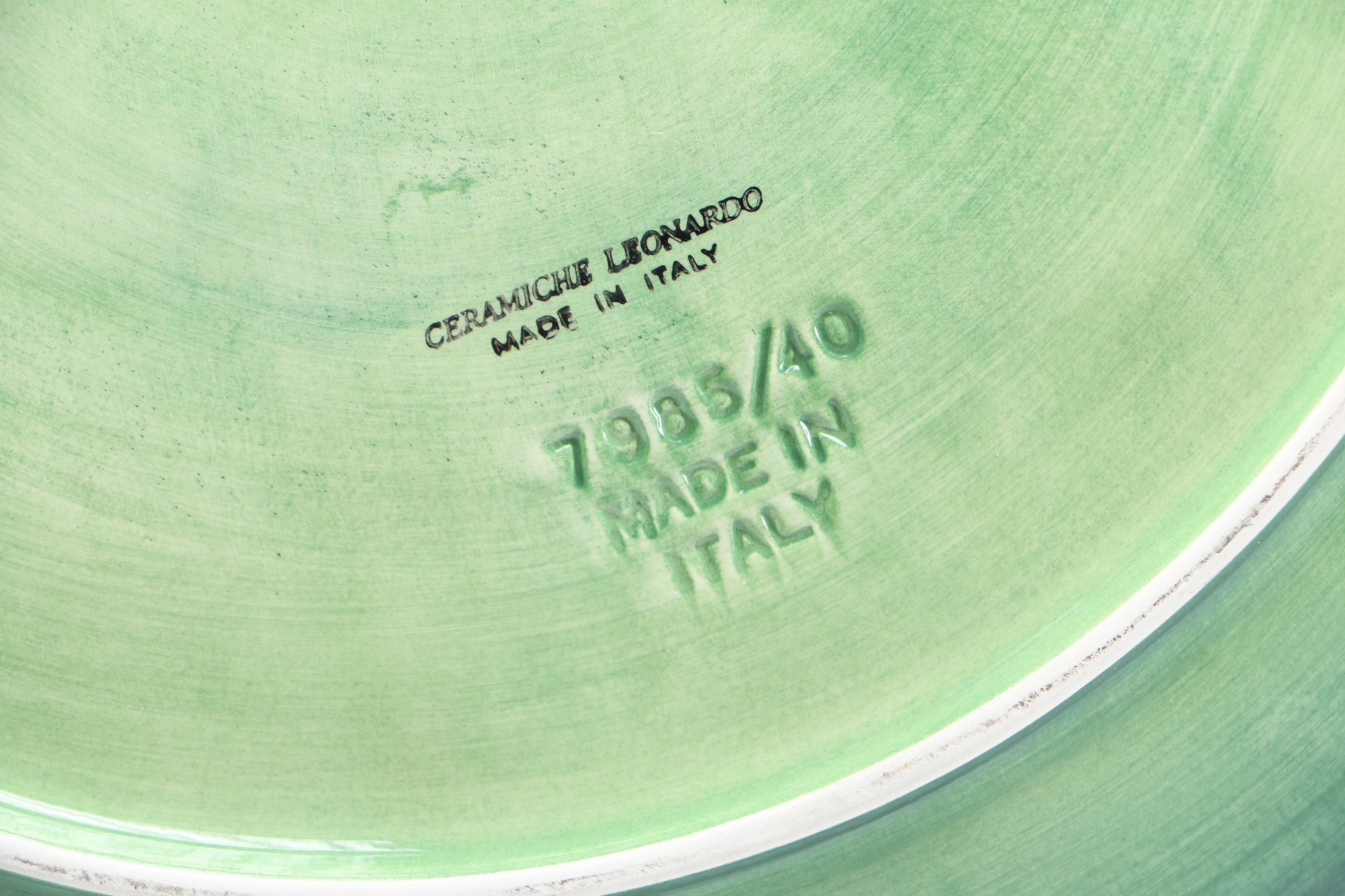 Italian Majolica Ceramic Leaf Bowl and Serving Plate