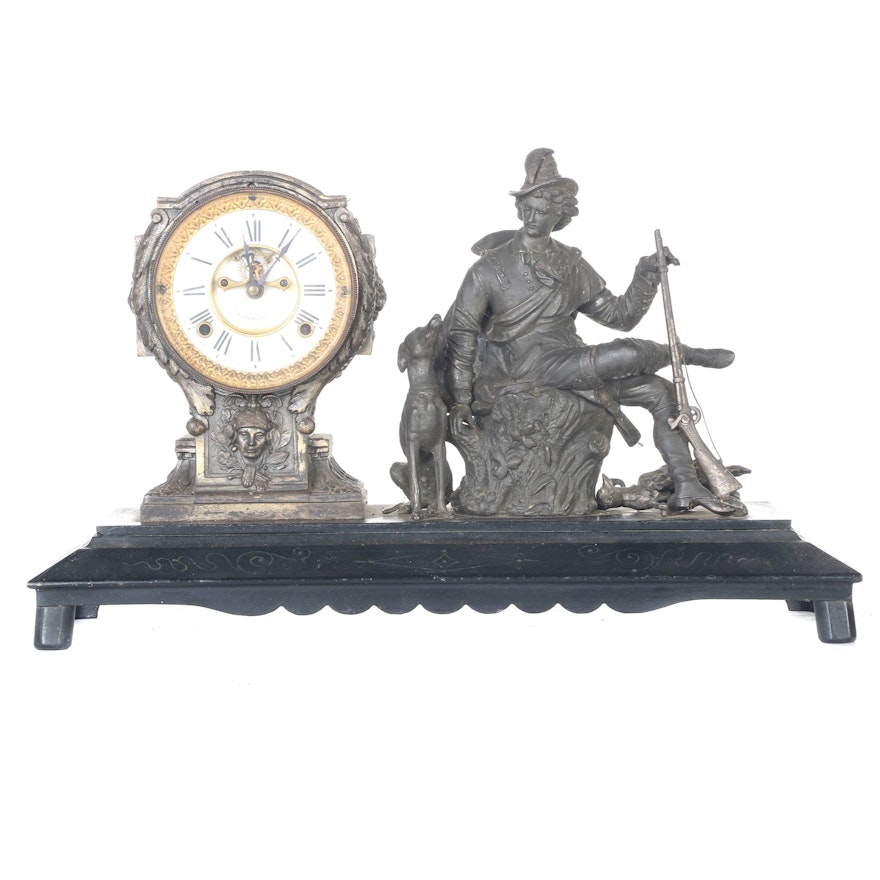 New Haven Clock Co. Hunting Mantel Clock