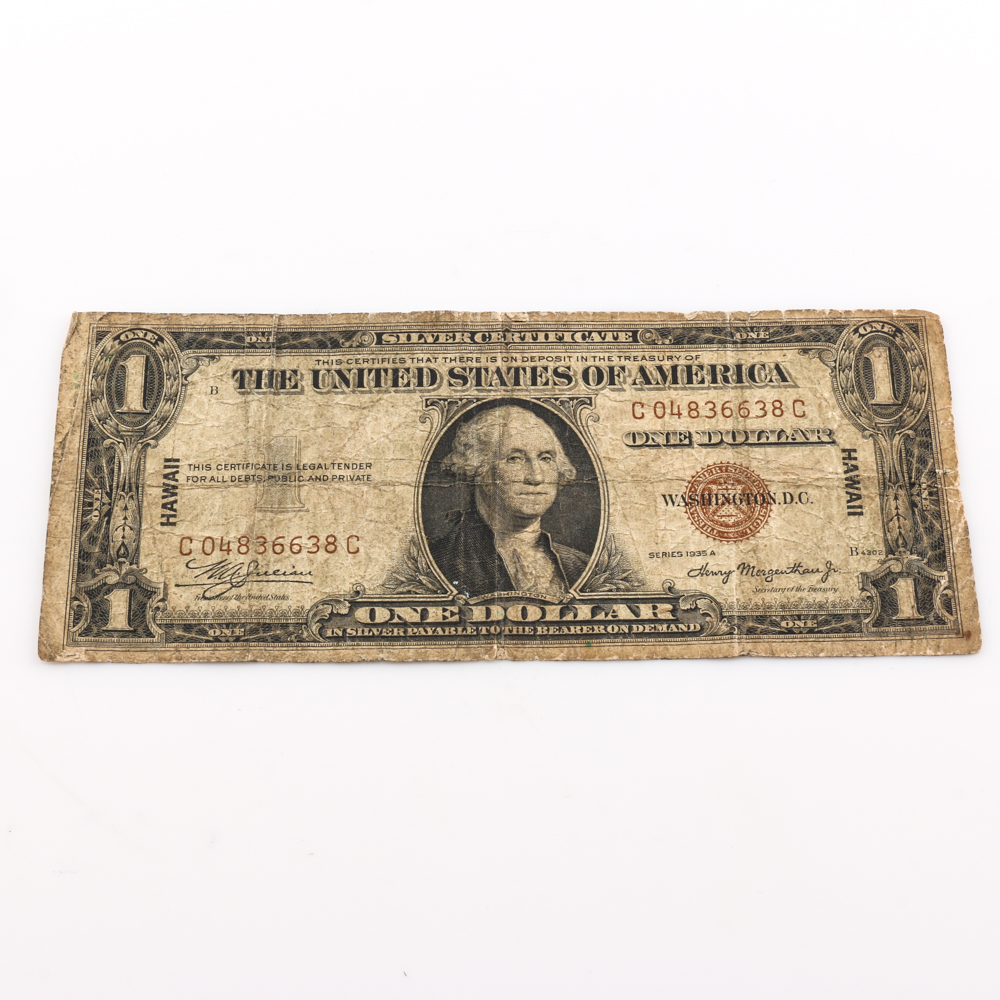 Pair of Series 1935-A Brown Seal "Hawaii" $1 Silver Certificates