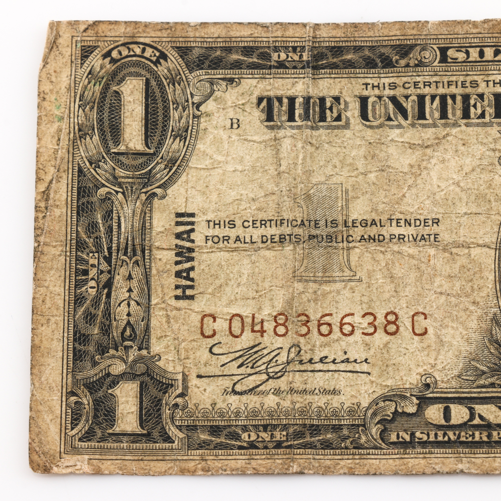 Pair of Series 1935-A Brown Seal "Hawaii" $1 Silver Certificates