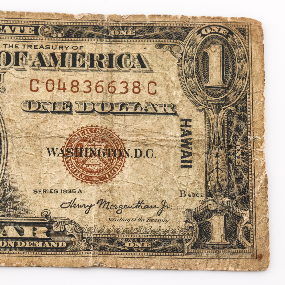 Pair of Series 1935-A Brown Seal "Hawaii" $1 Silver Certificates