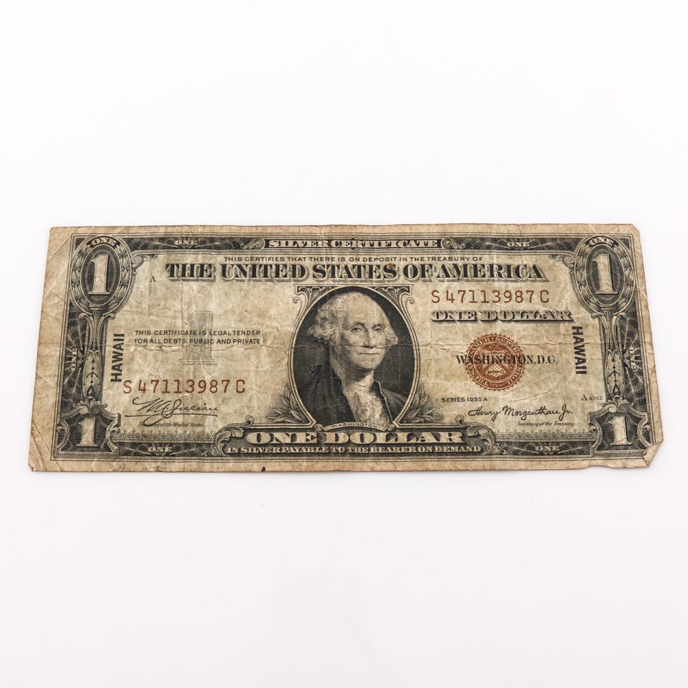 Pair of Series 1935-A Brown Seal "Hawaii" $1 Silver Certificates