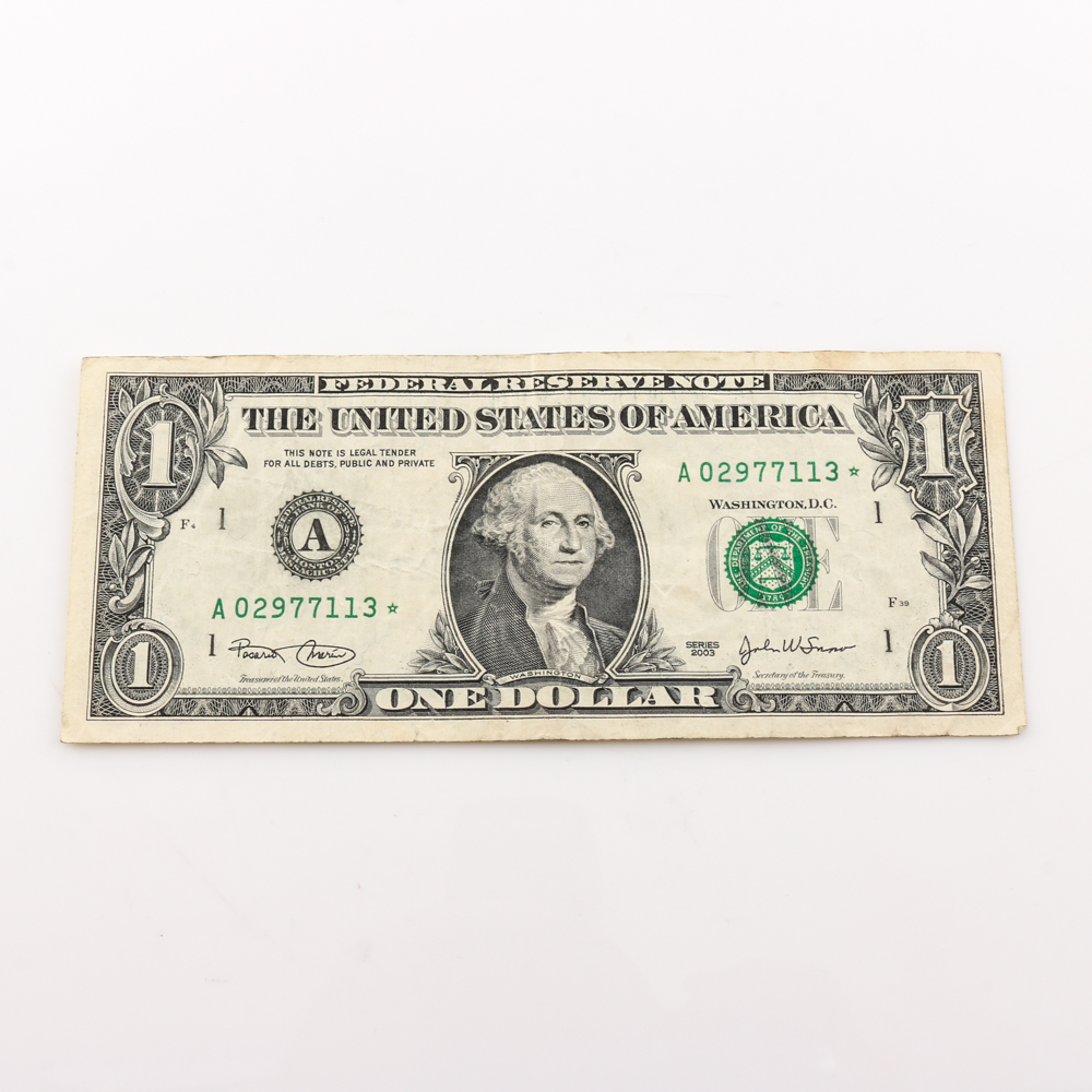 Group of (15) Series 1999, 2001, 2003 $1 Federal Reserve Star Notes