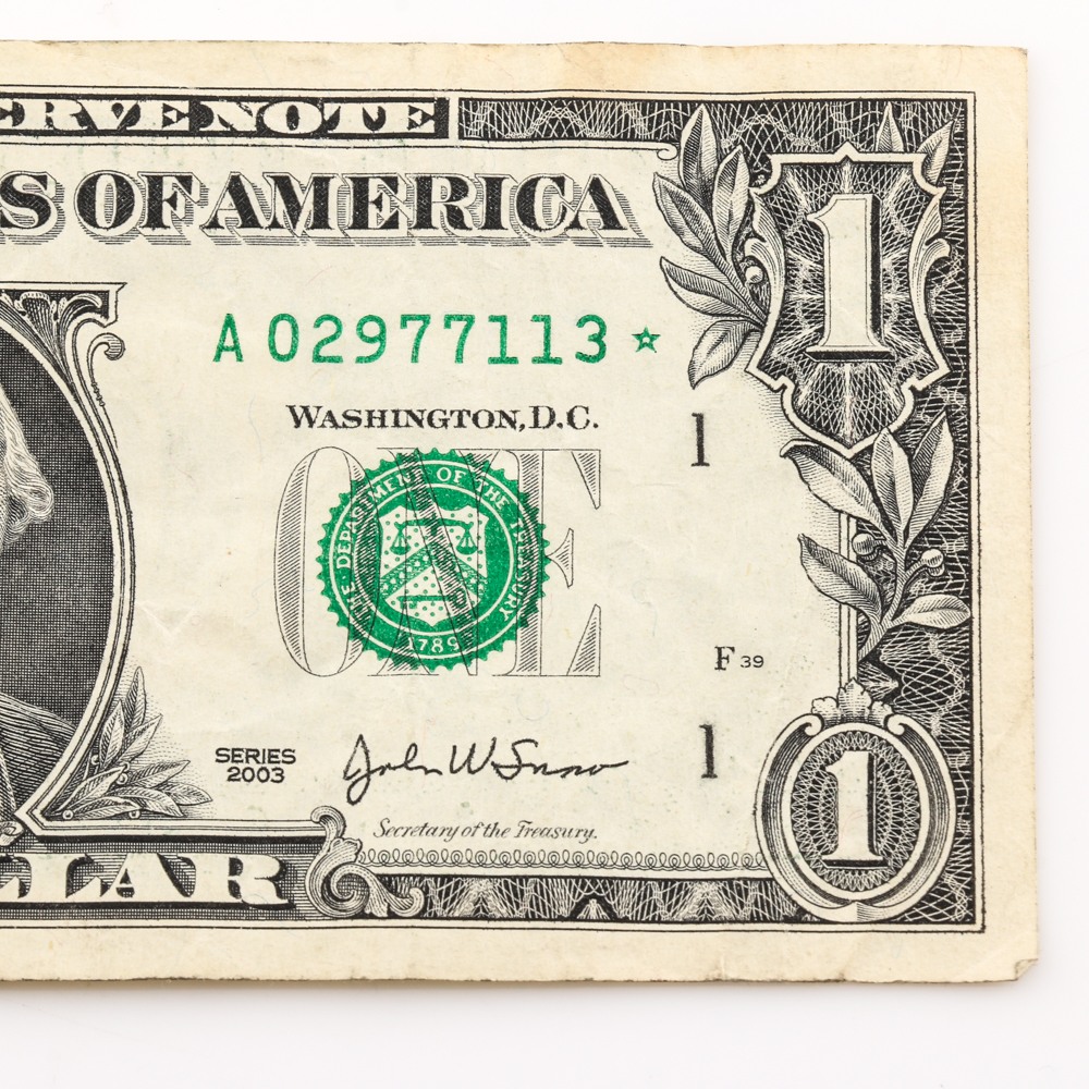 Group of (15) Series 1999, 2001, 2003 $1 Federal Reserve Star Notes