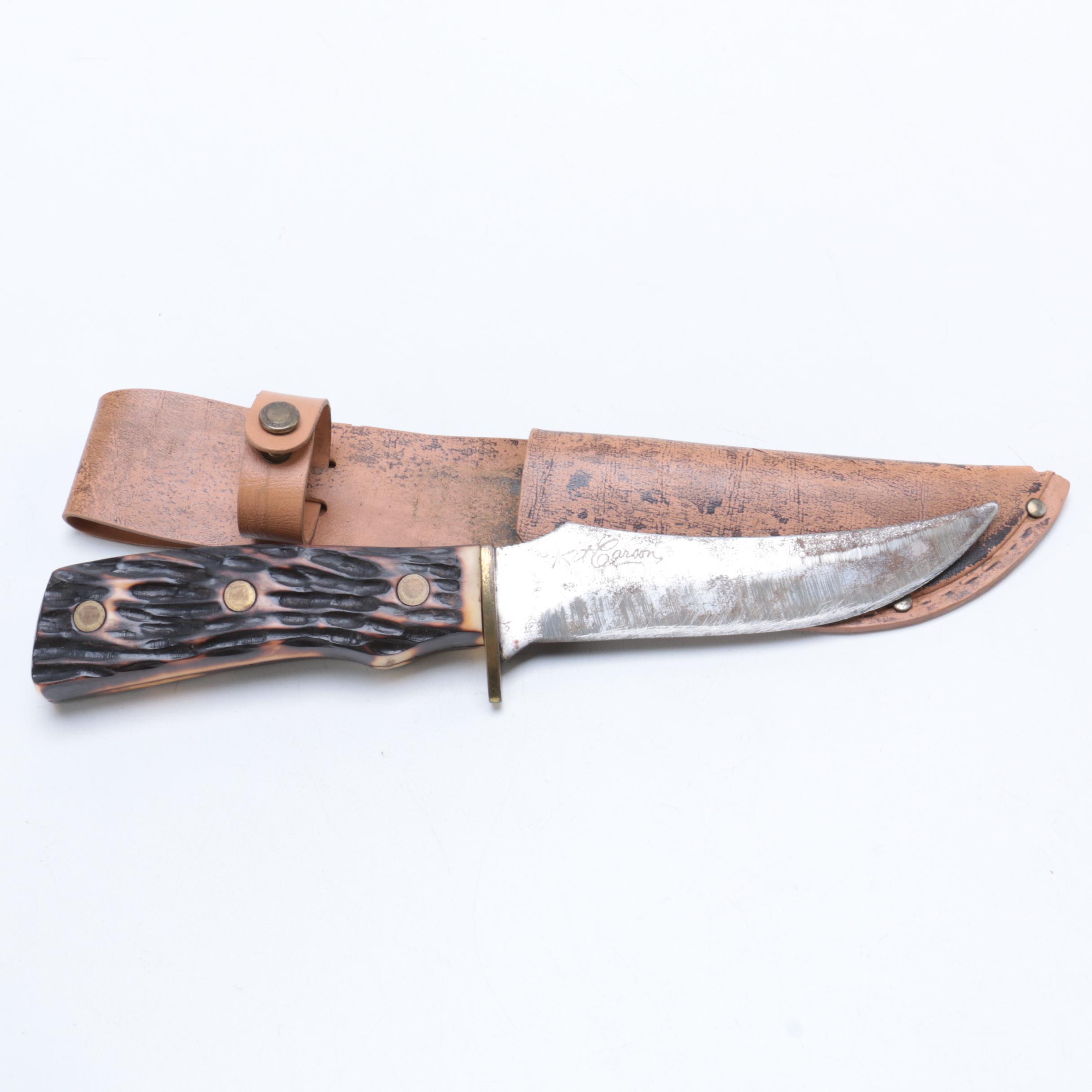 Hunting Knife and Leather Sheath