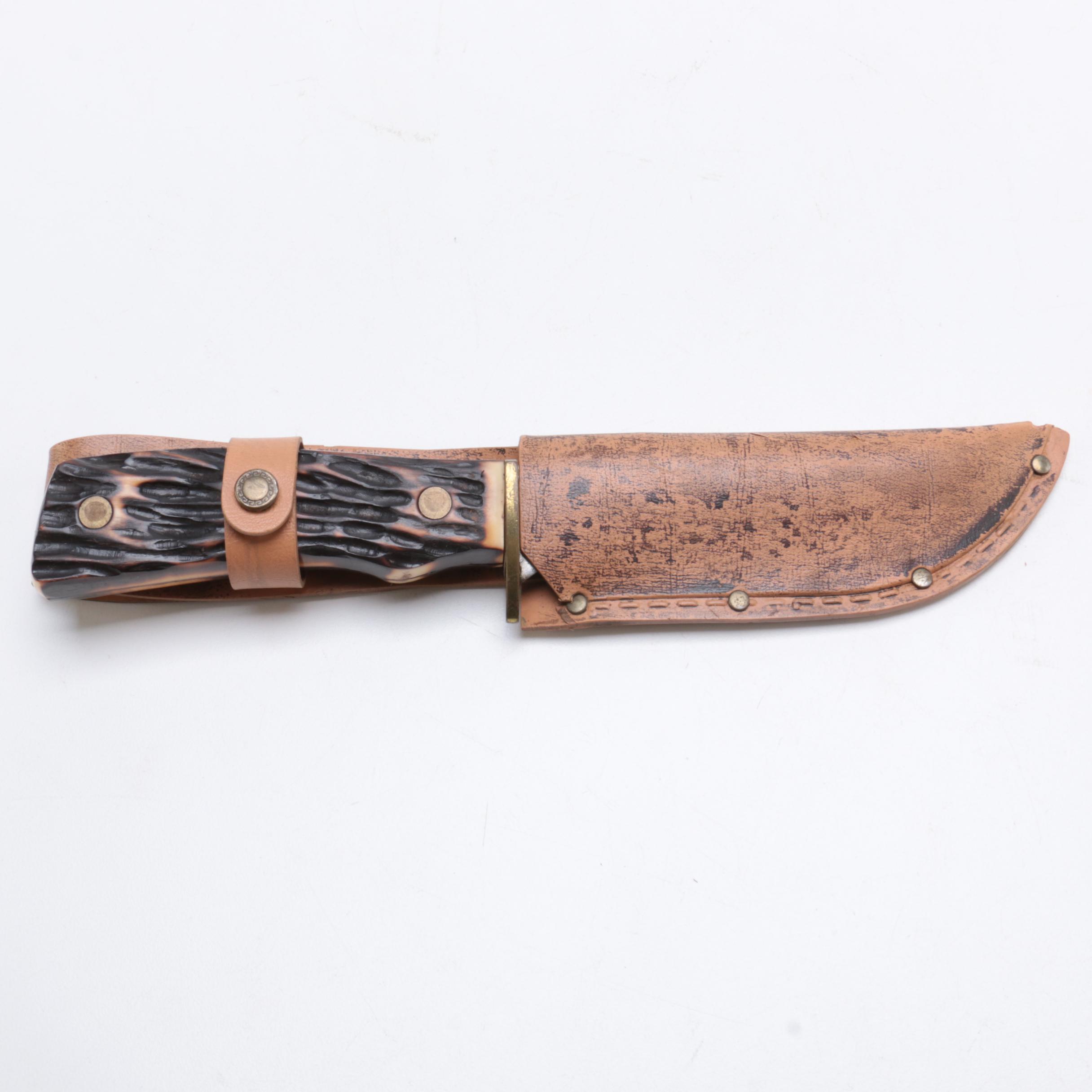 Hunting Knife and Leather Sheath