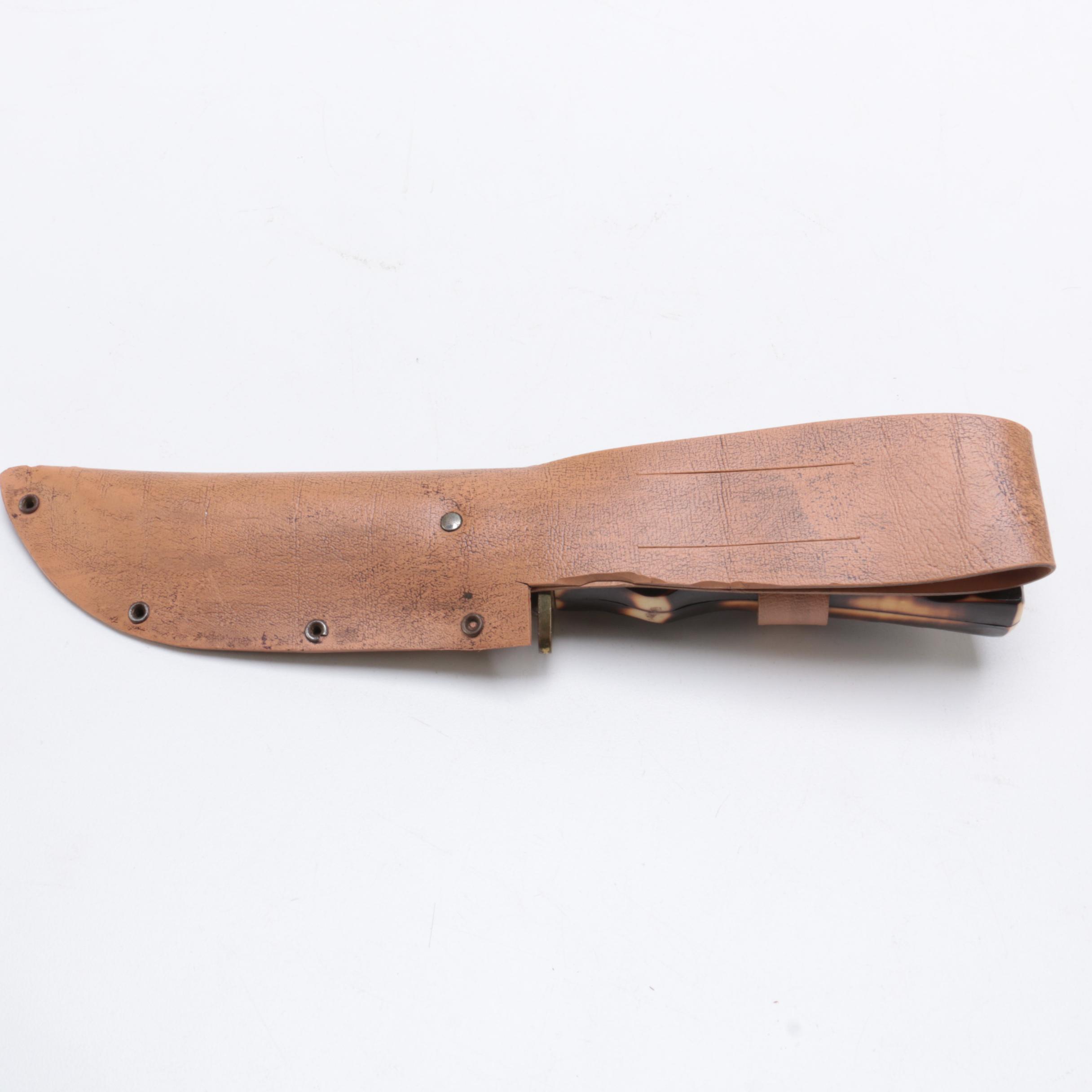 Hunting Knife and Leather Sheath