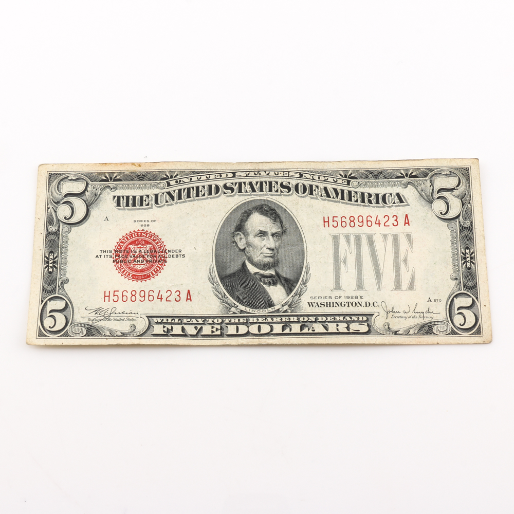Series 1928-E Red Seal $5 United States Note