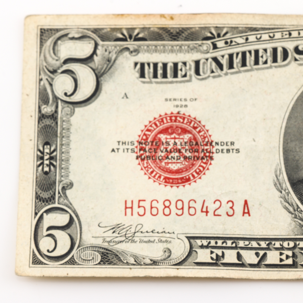 Series 1928-E Red Seal $5 United States Note
