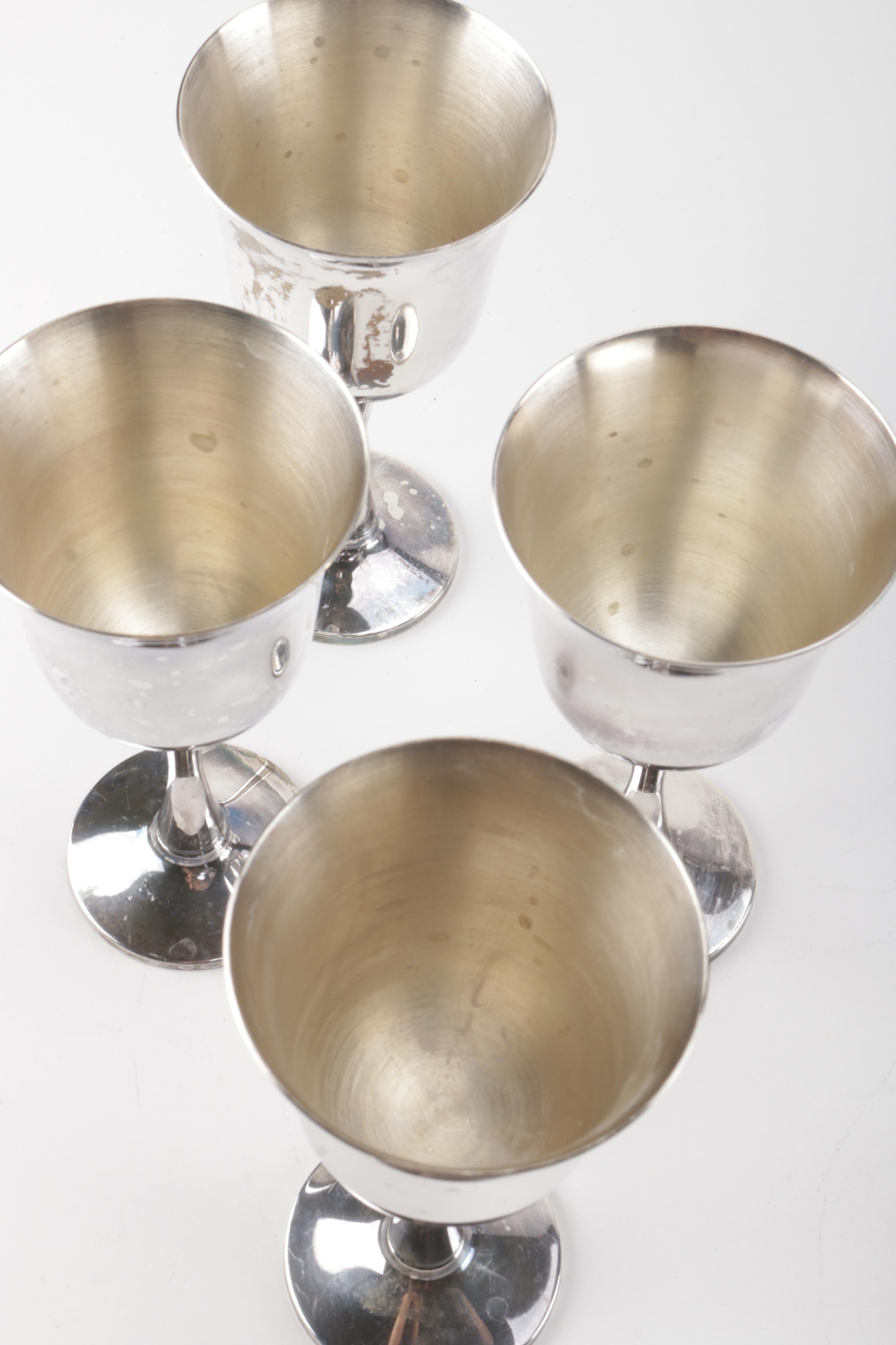 Plated Silver Drinkware With Tray Featuring William Adams (Towle)