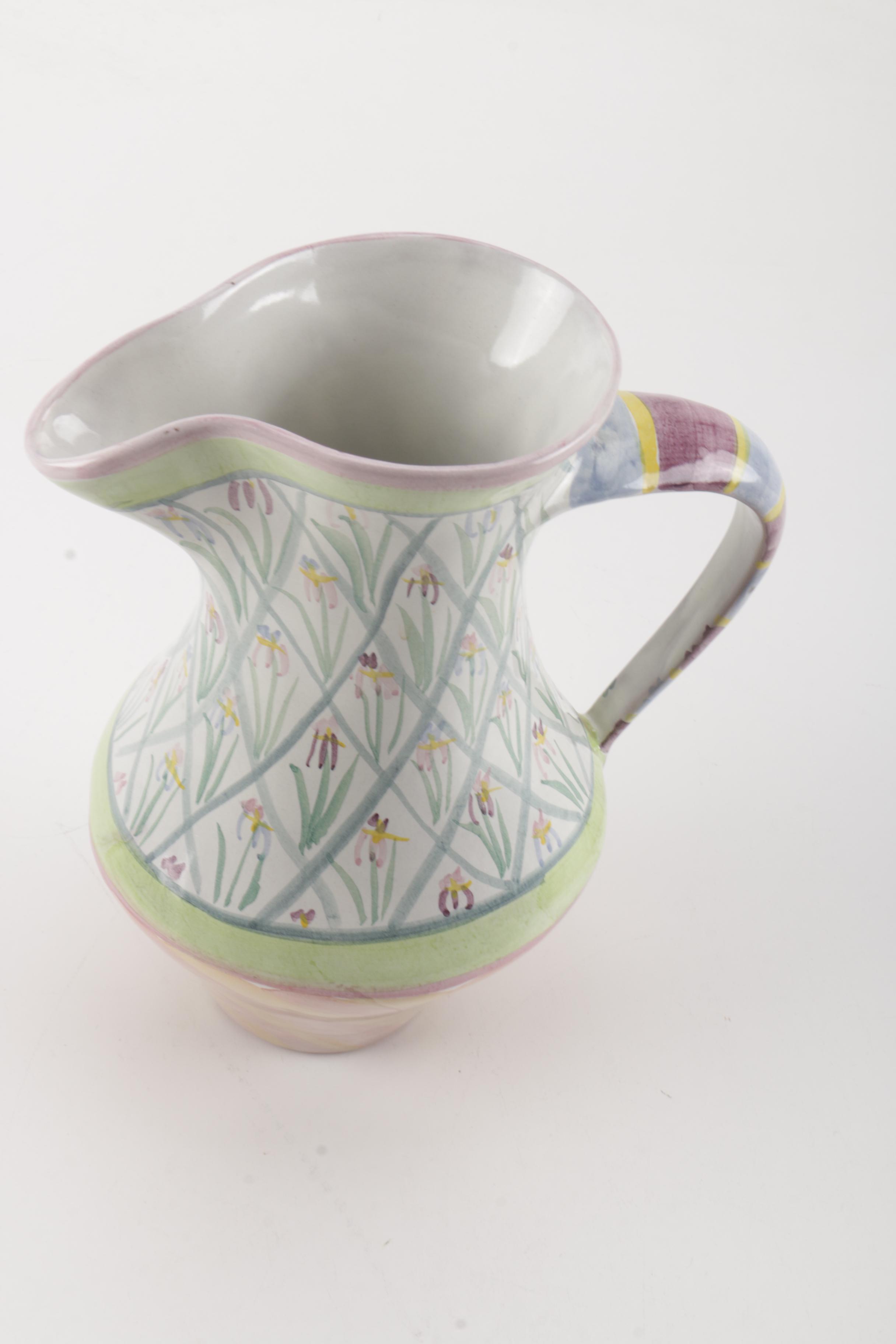 Hand Thrown Stoneware Floral Pitcher