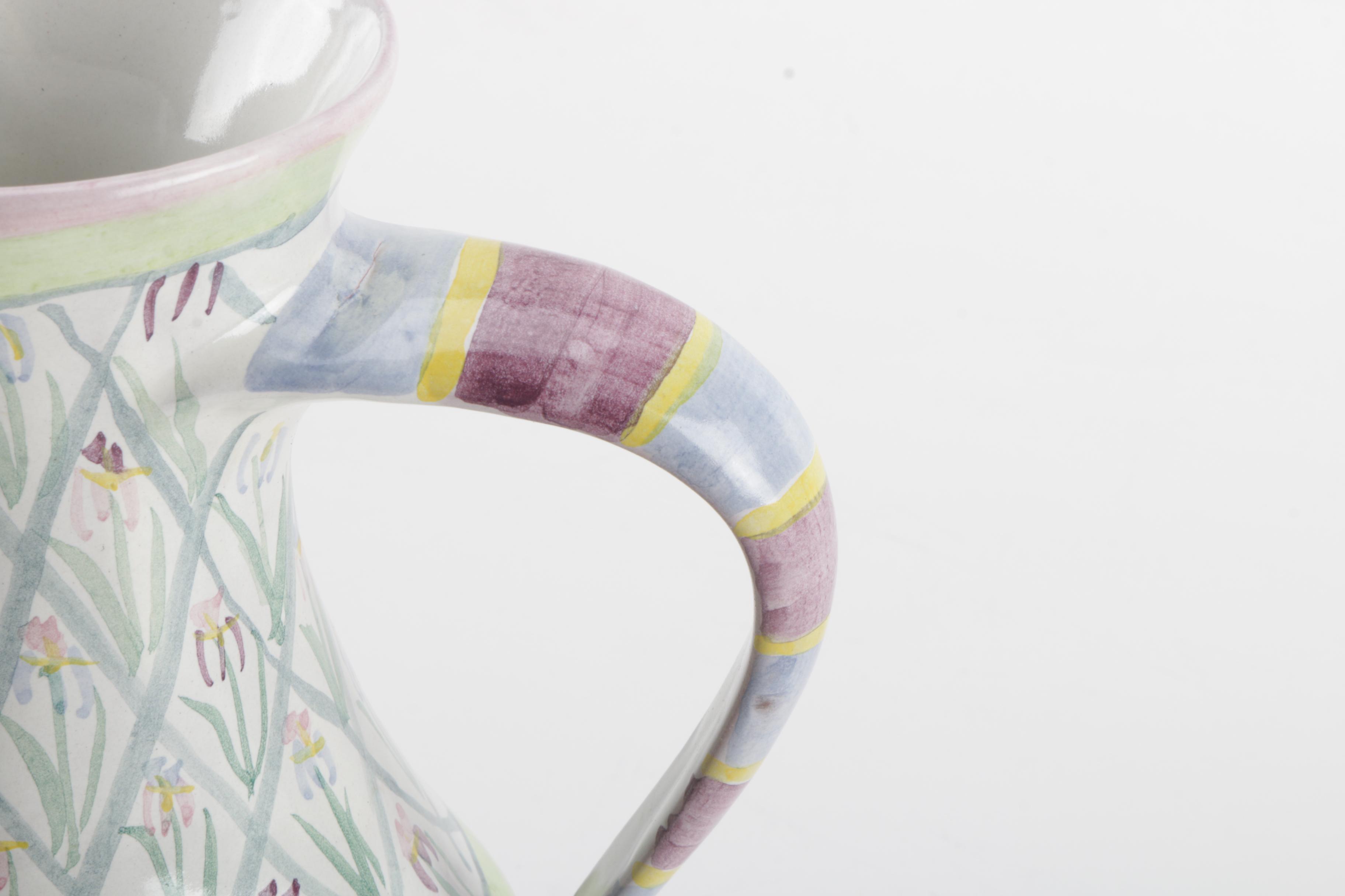 Hand Thrown Stoneware Floral Pitcher