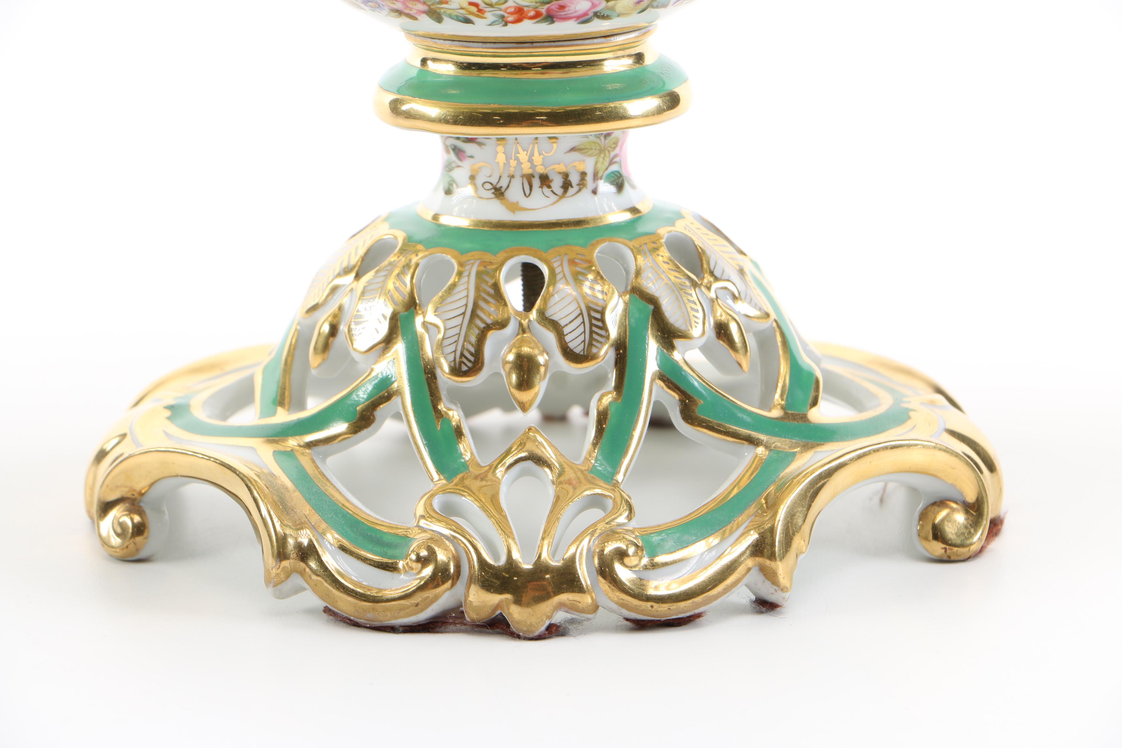 Antique Porcelain Pedestal Fruit Bowl