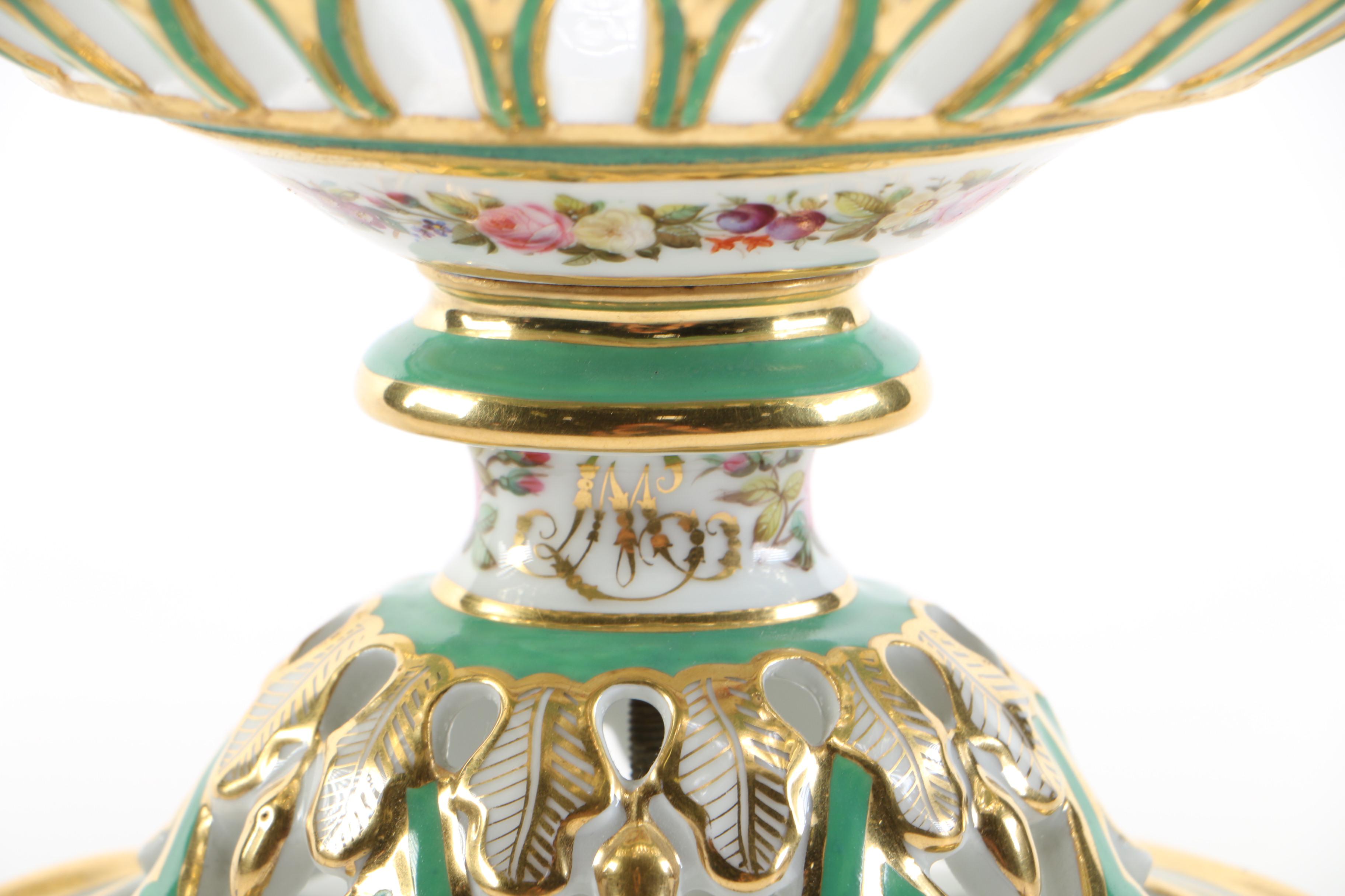 Antique Porcelain Pedestal Fruit Bowl